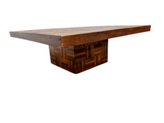 Mid-Century Modern Butcher Block Parquet Walnut Coffee Table