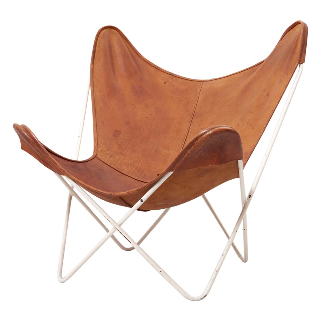 Mid-Century Modern Butterfly Chair by Knoll International in Original Leather