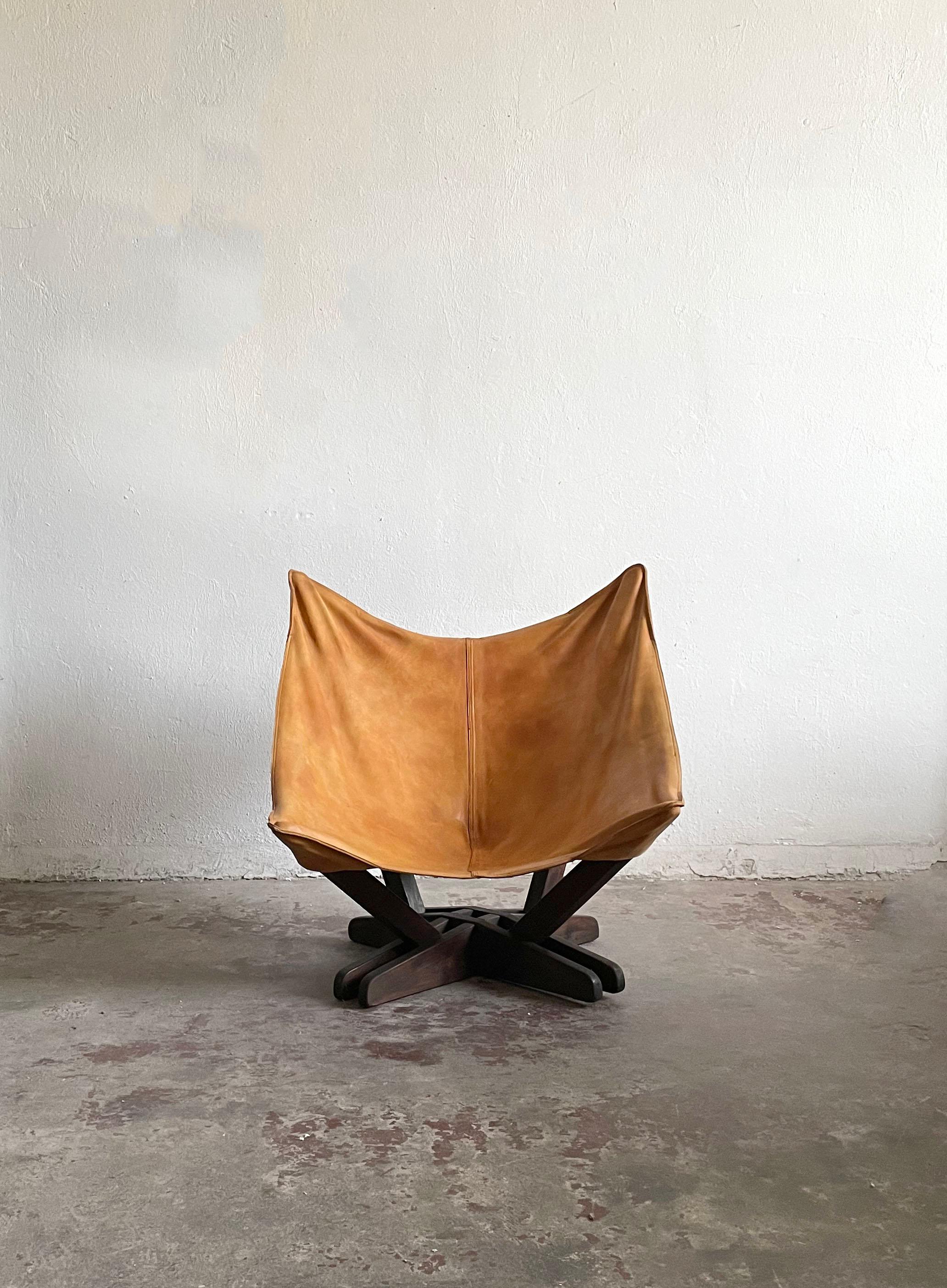 Mid-Century Modern Butterfly Leather Chair, Scandinavian Design, 1960s-1970s 6