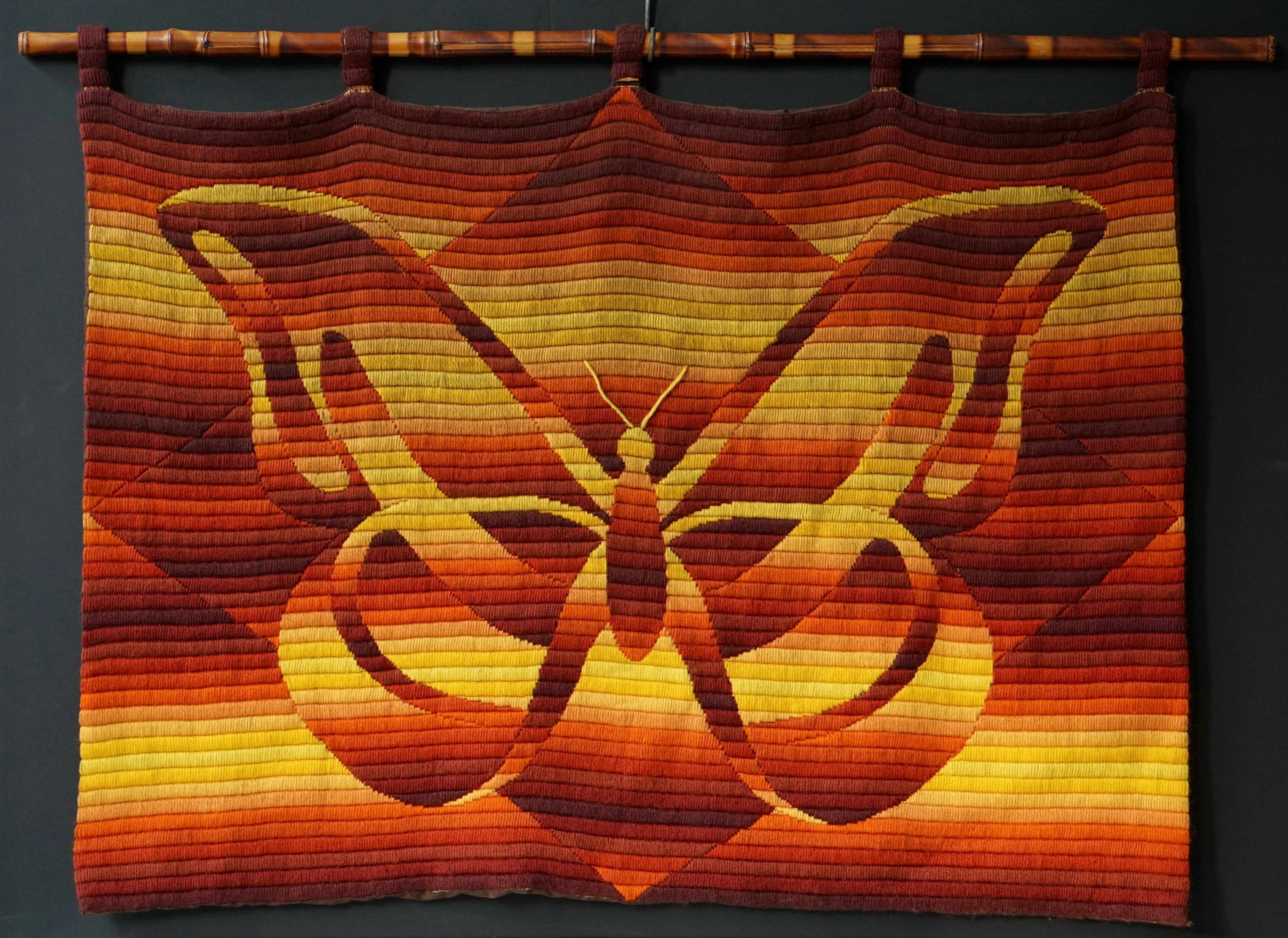 Mid-Century Modern butterfly tapestry.
Measures: Width 80 cm.
Height 60 cm.
