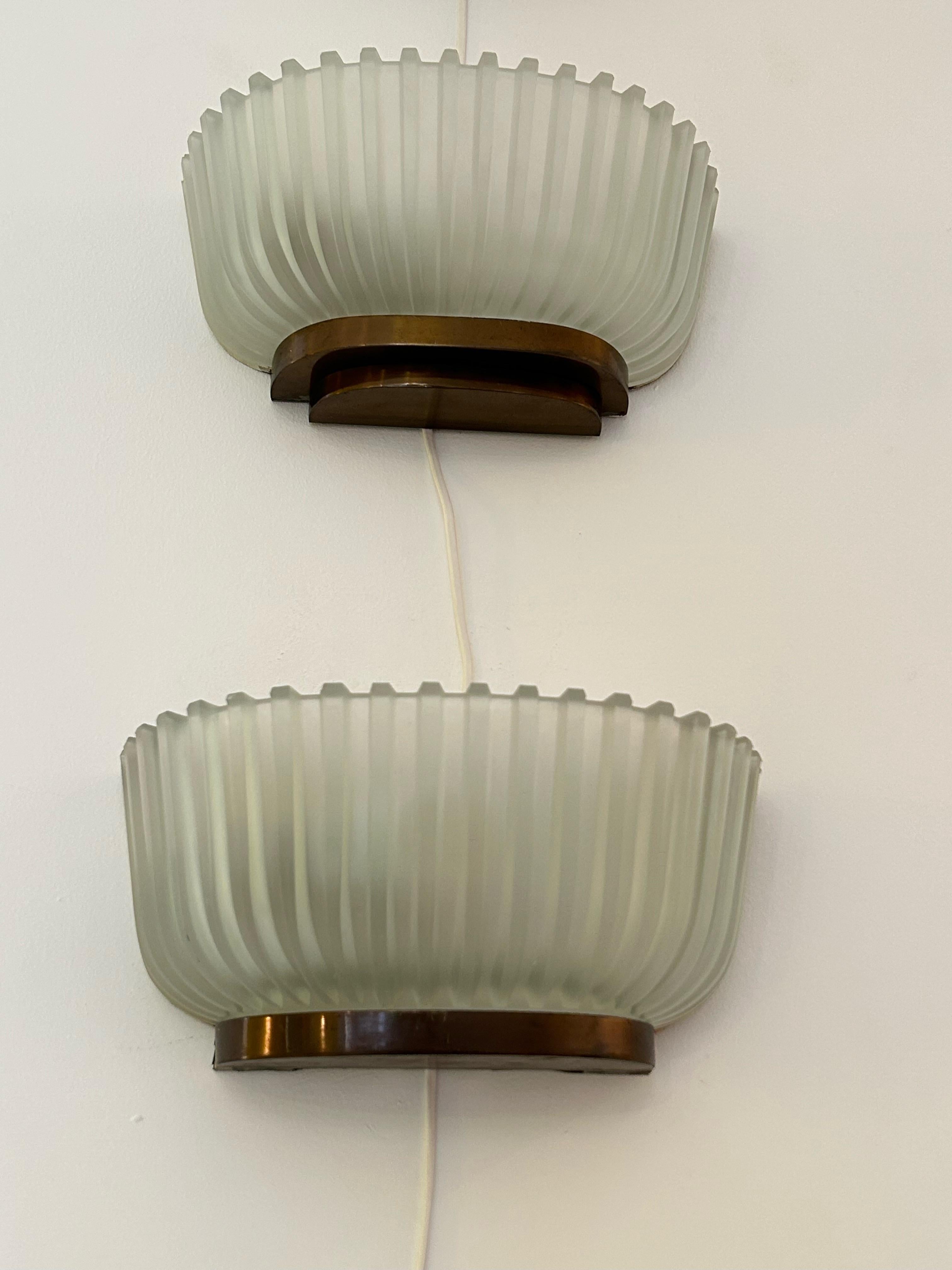 Metà XX secolo Coppia di lampade da parete italiane di metà secolo di Archimede Seguso, sconsigliate in vendita