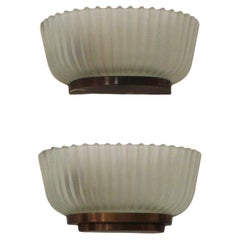 Mid-Century Modern by Archimede Seguso Couple of Italian Wall Lamps - Sconces