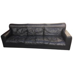 Mid-Century Modern by Otto Zapf for Knoll Three-Seat Black Leather Sofa, 1970