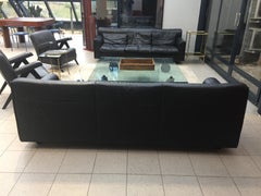 Mid-Century Modern by Otto Zapf for Knoll Three-Seat Black Leather Sofa, 1970