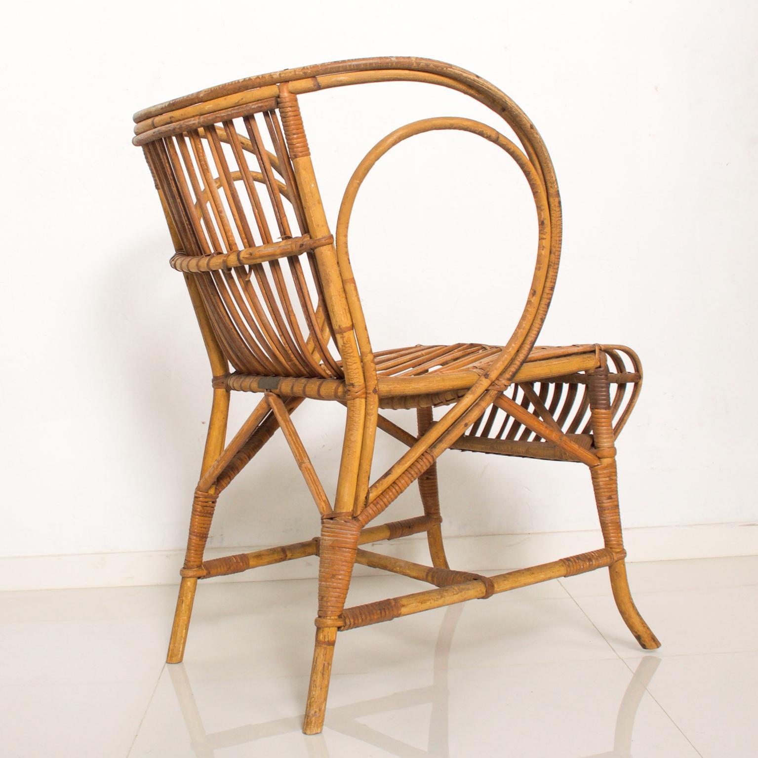 Mid-Century Modern 1960s Refined Wicker Lounge Armchair R. Wengler Denmark