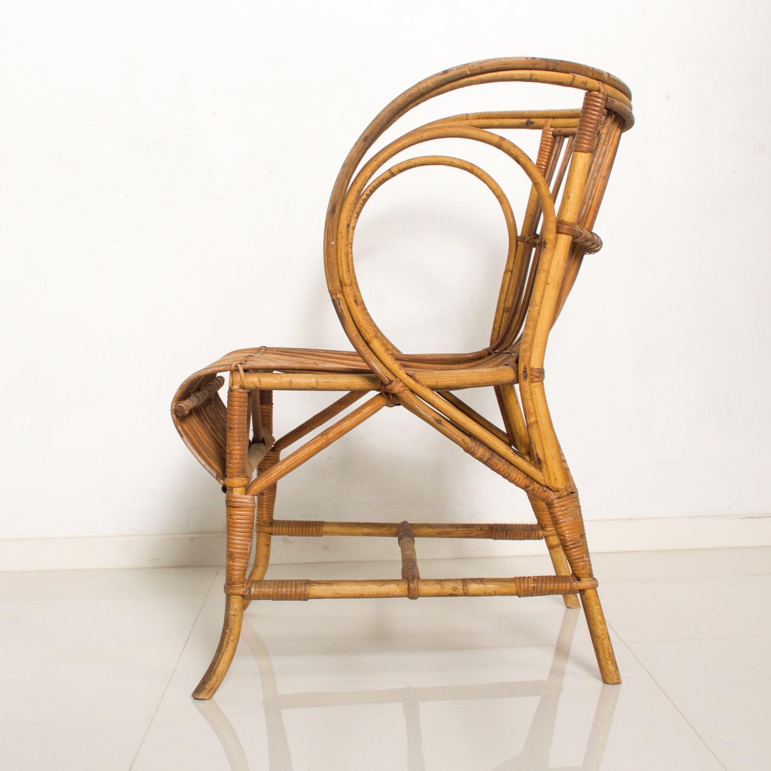 1960s Refined Wicker Lounge Armchair R. Wengler Denmark 1