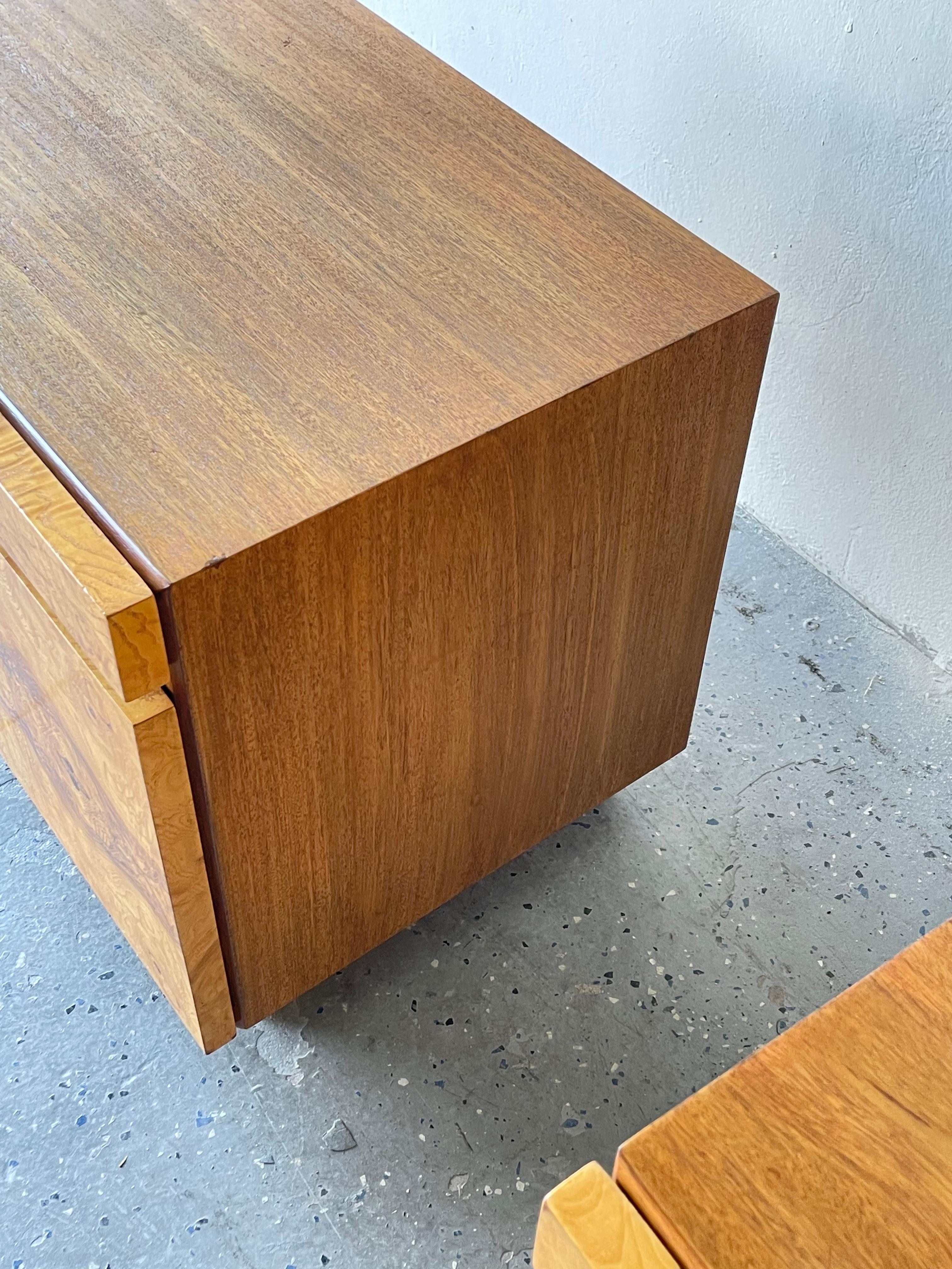 Mid-Century Modern by Roland Carter for Lane Burl Wood Nightstands 3