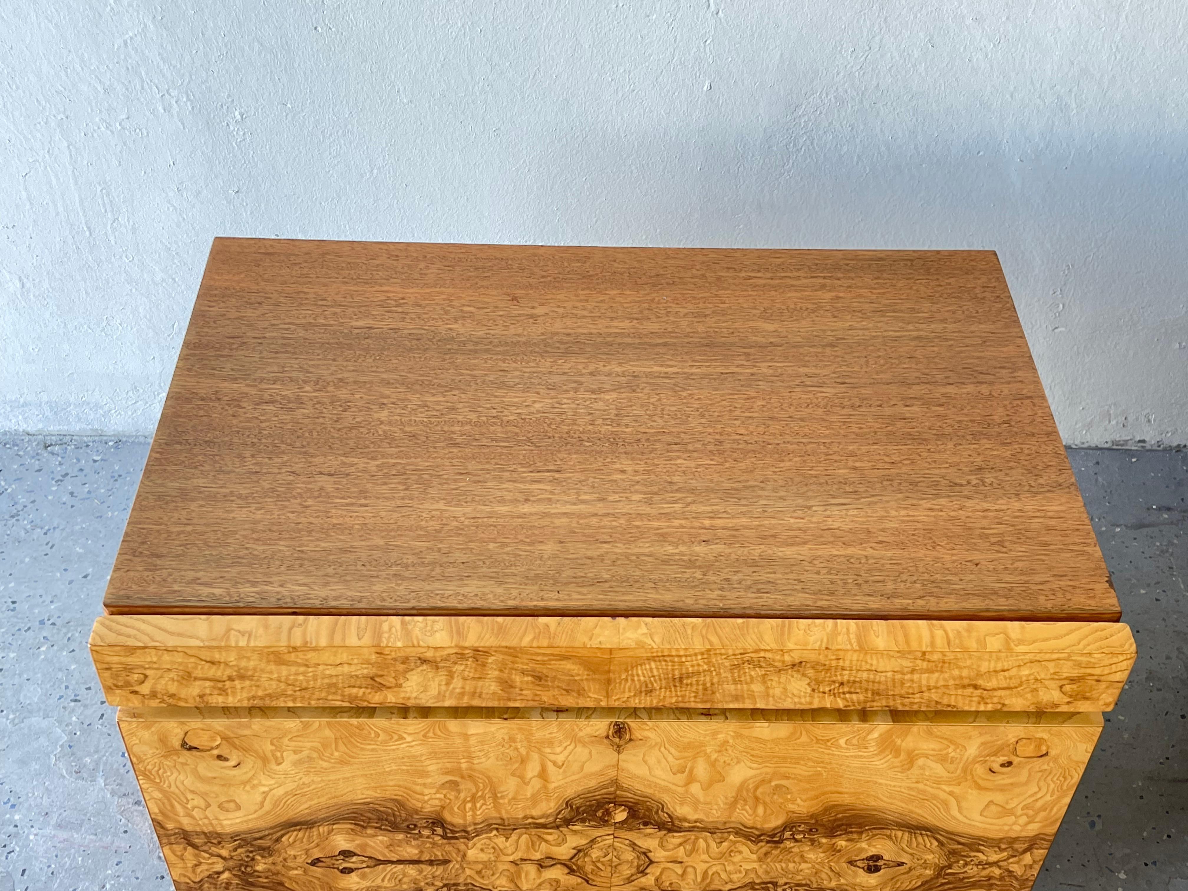 Mid-Century Modern by Roland Carter for Lane Burl Wood Nightstands 4