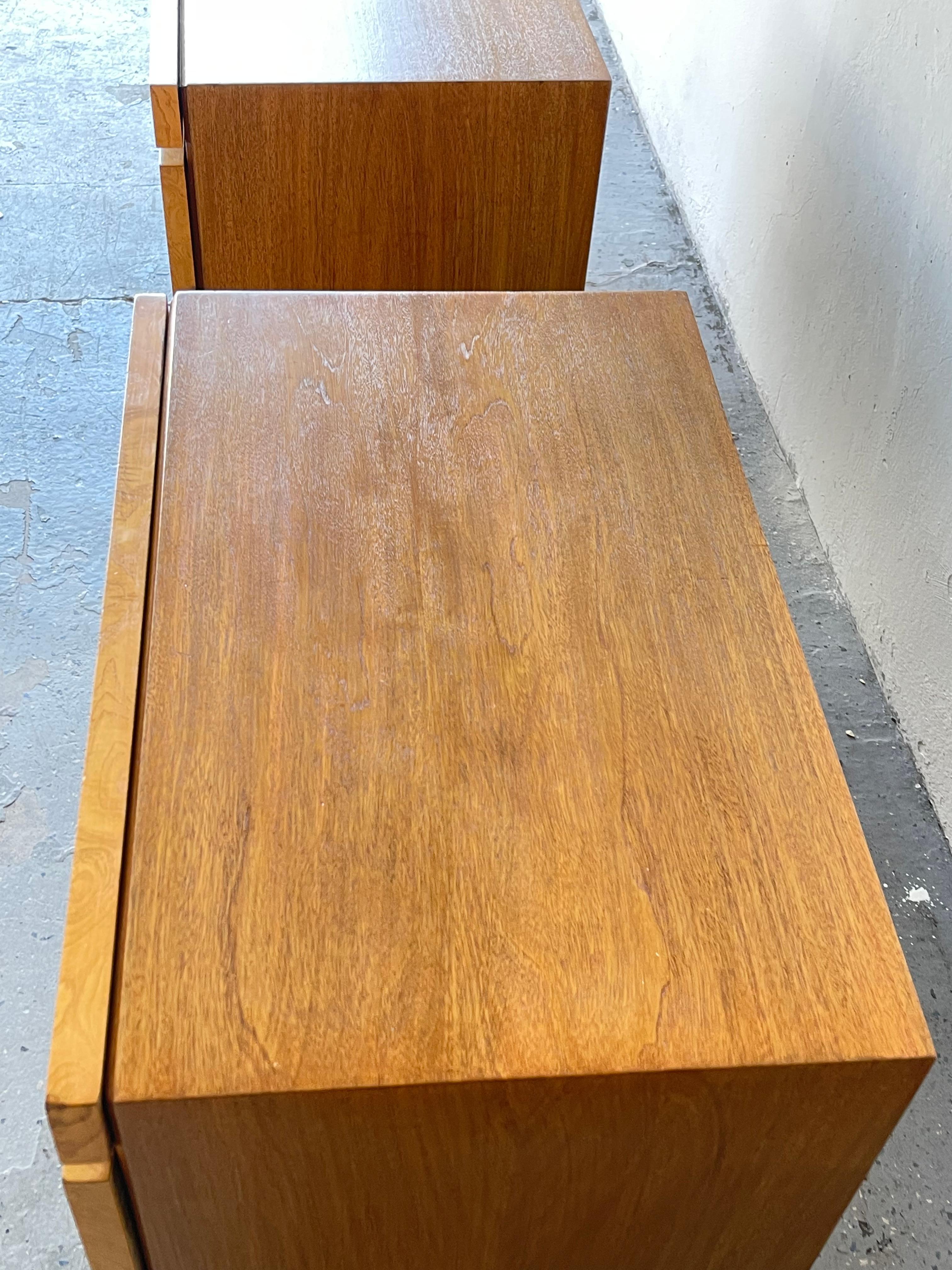 Mid-Century Modern by Roland Carter for Lane Burl Wood Nightstands 6