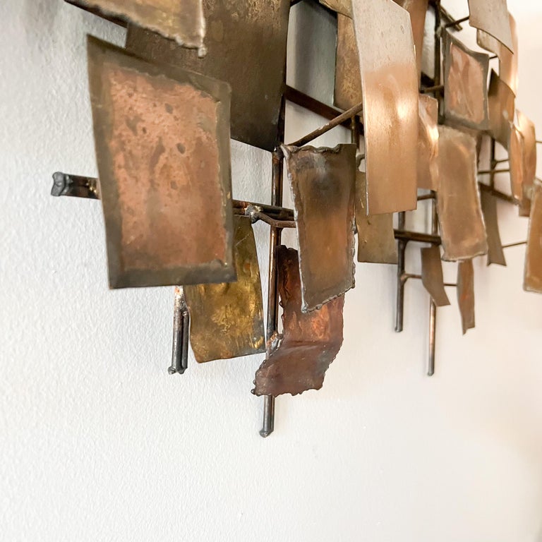 MidCentury Modern C Jere Style Brass/Copper Metal Wall Art For Sale at