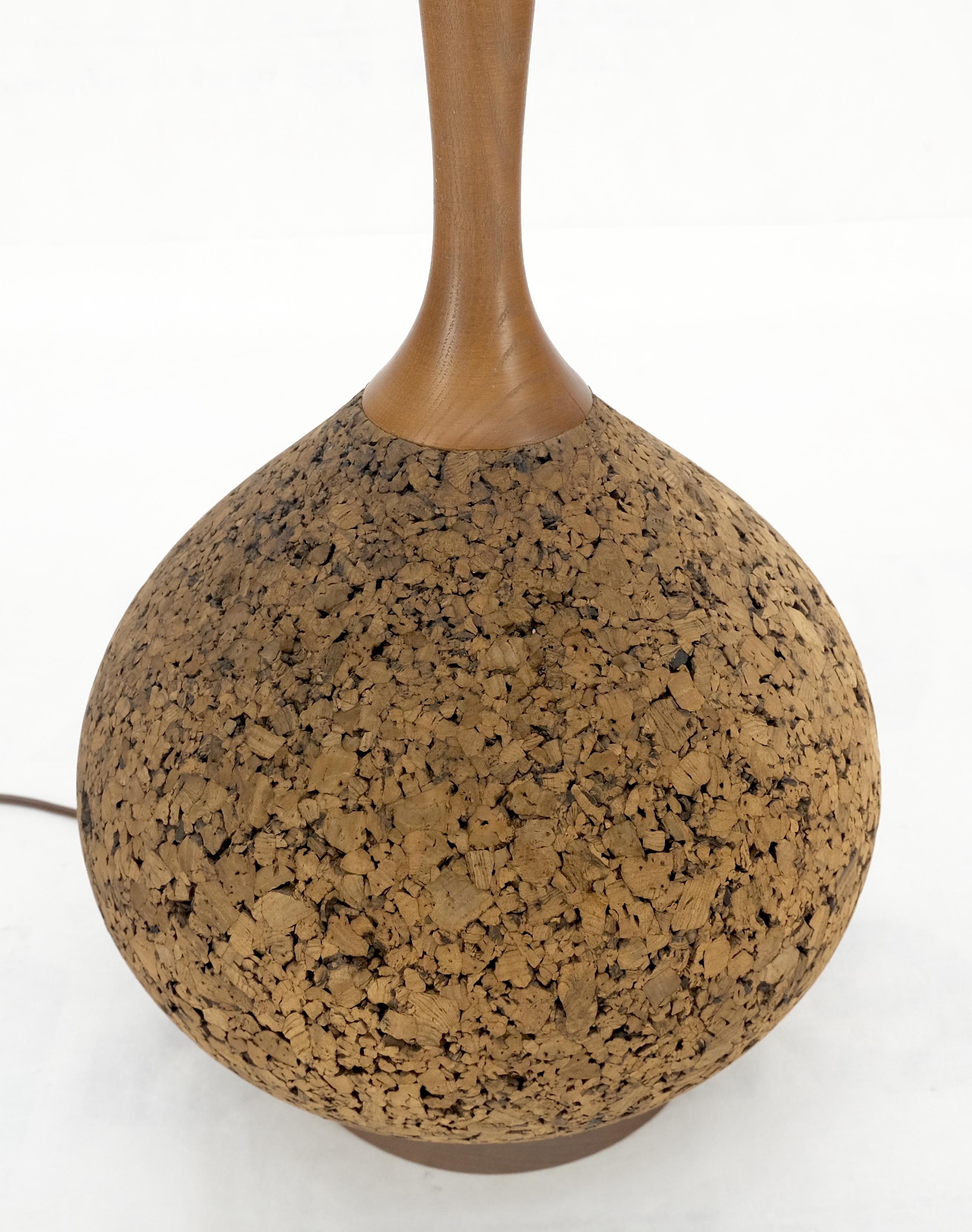 Mid-Century Modern Mid Century Modern c1970s Onion Bulb Shape Turned Cork & Walnut Table Lamp MINT!