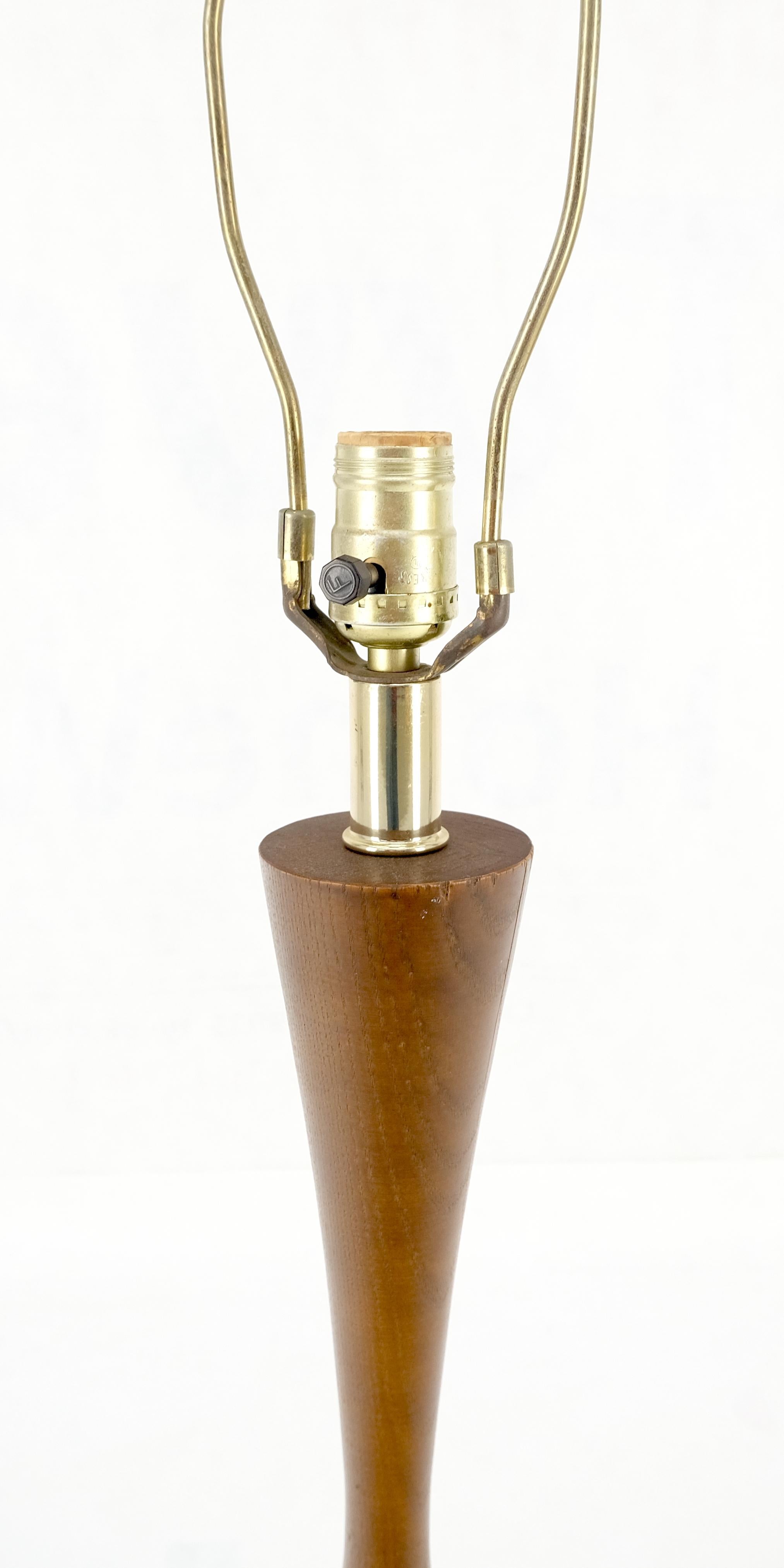 Lacquered Mid Century Modern c1970s Onion Bulb Shape Turned Cork & Walnut Table Lamp MINT!