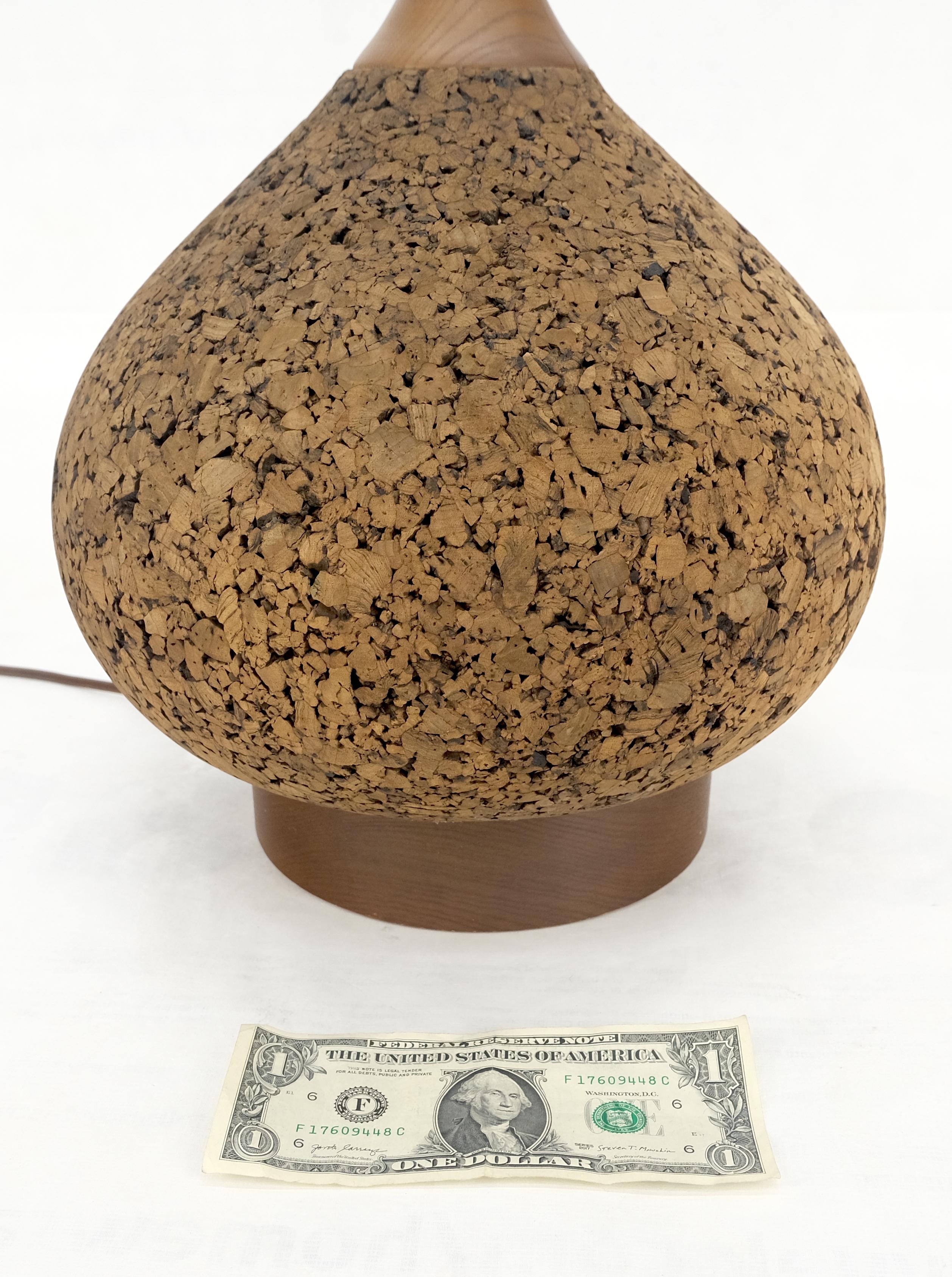 20th Century Mid Century Modern c1970s Onion Bulb Shape Turned Cork & Walnut Table Lamp MINT!
