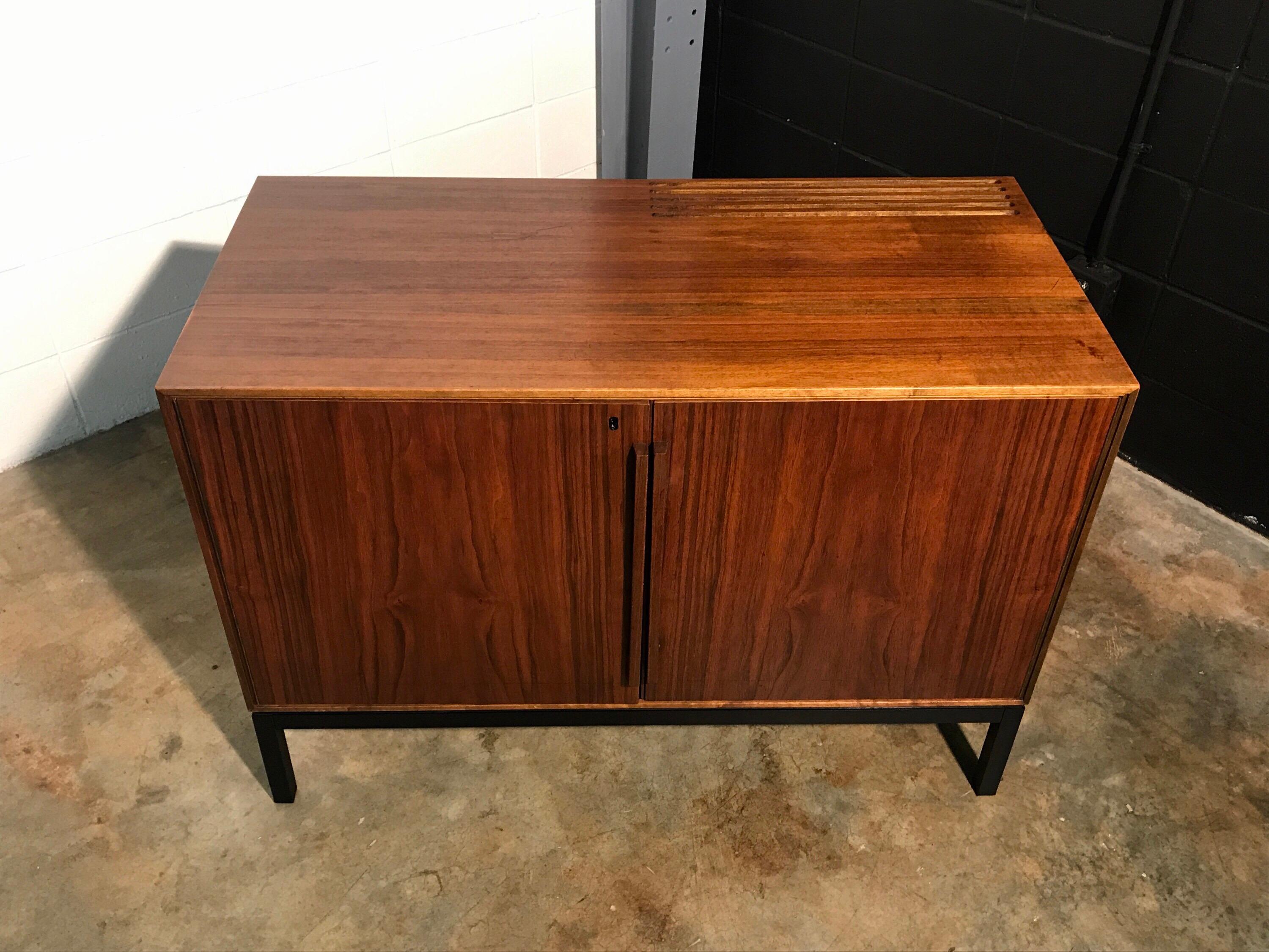 Danish Mid-Century Modern Cabinet with Built-In Refrigerator