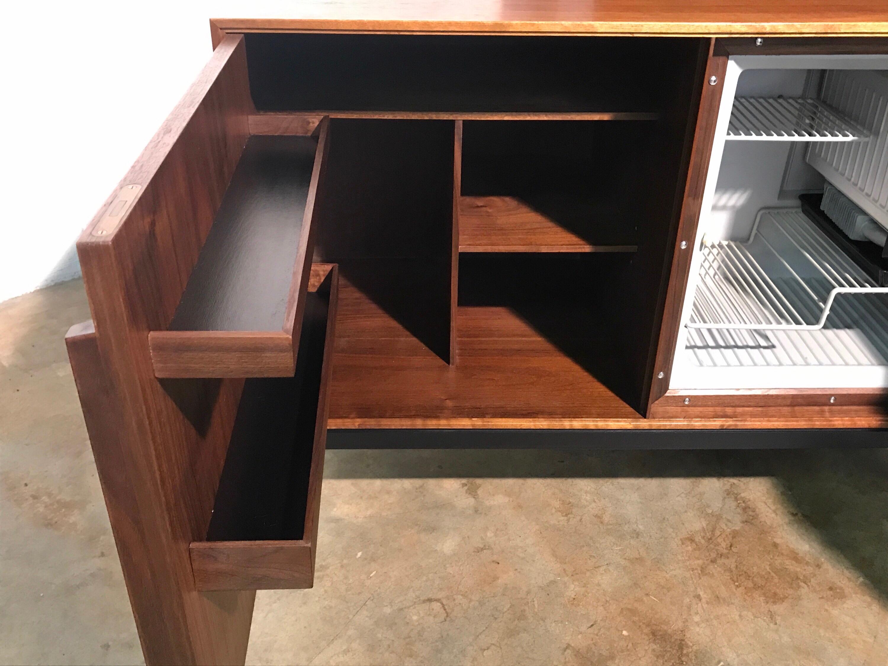 Mid-20th Century Mid-Century Modern Cabinet with Built-In Refrigerator