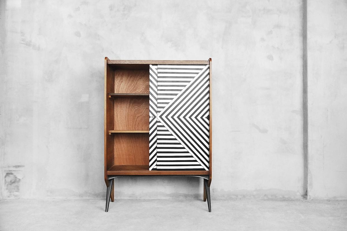 Mid-Century Modern Cabinet with Labyrinth Pattern, 1960s 1