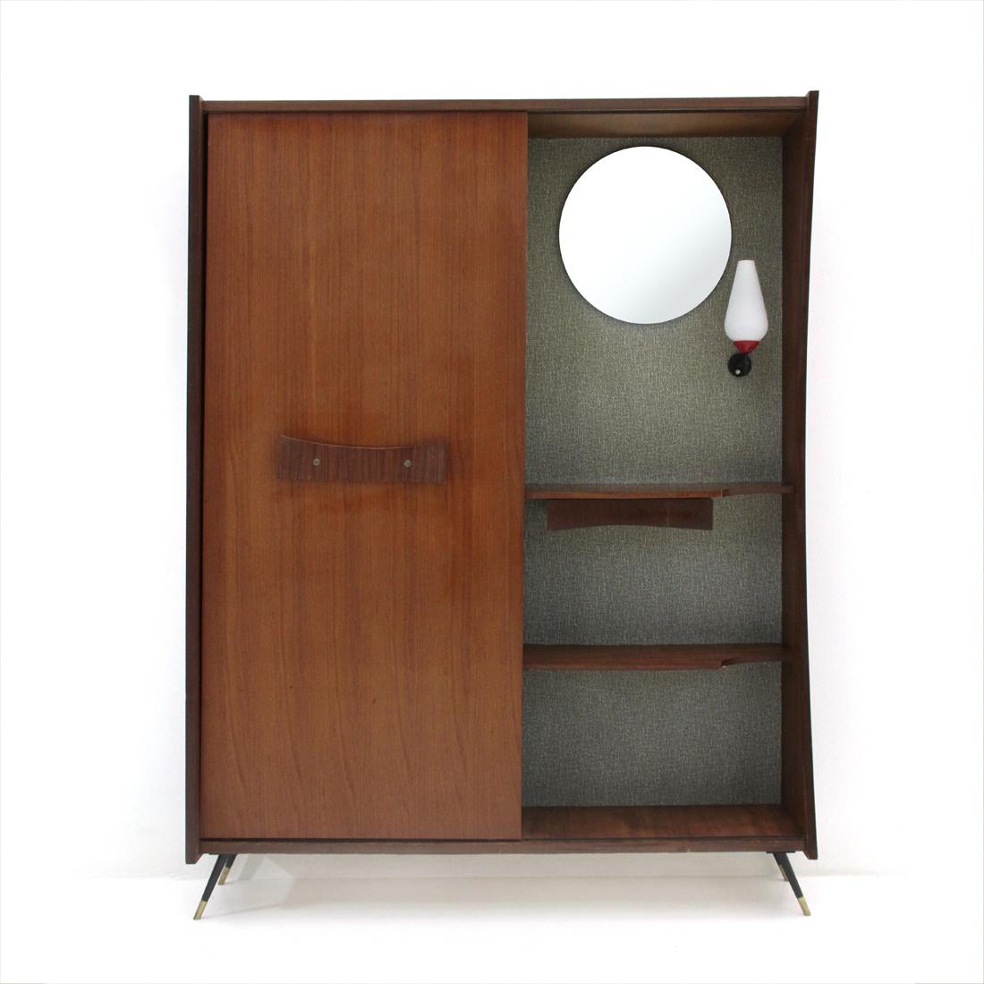Italian Mid-Century Modern Cabinet with Mirror and Light, 1950s