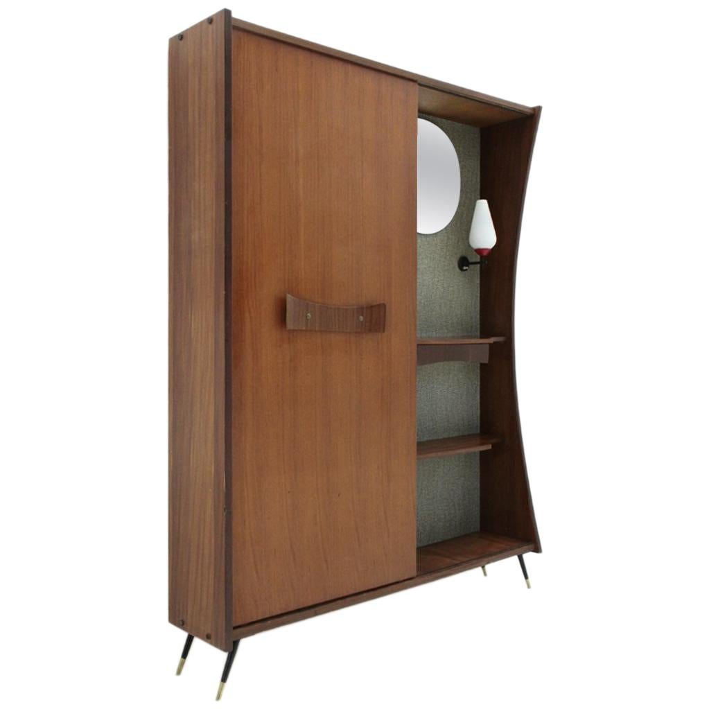 Mid-Century Modern Cabinet with Mirror and Light, 1950s