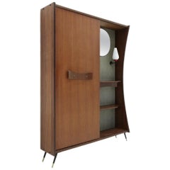 Mid-Century Modern Cabinet with Mirror and Light, 1950s