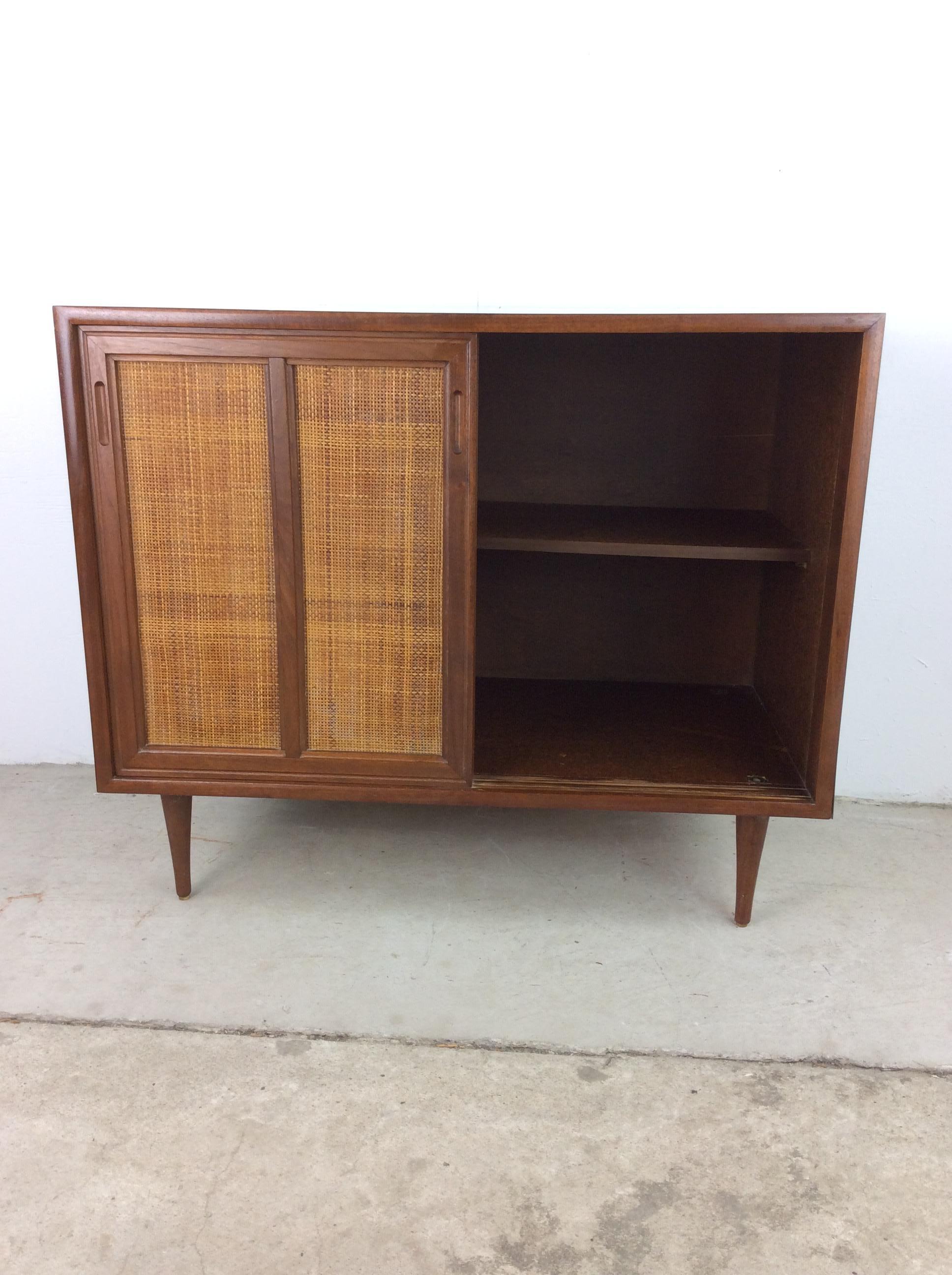 Mid Century Modern Cabinet with Sliding Cane Doors 3