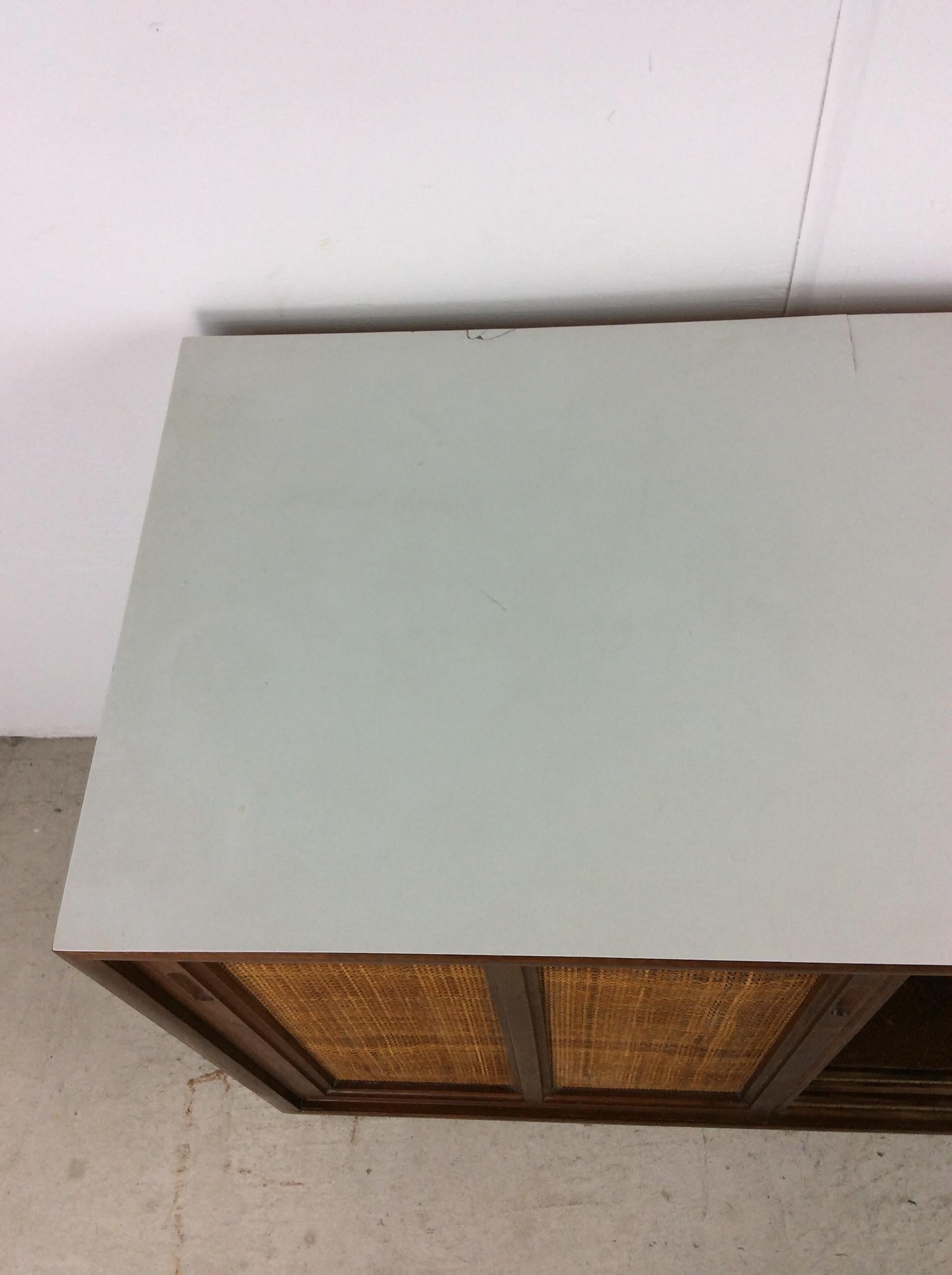 Mid Century Modern Cabinet with Sliding Cane Doors 7