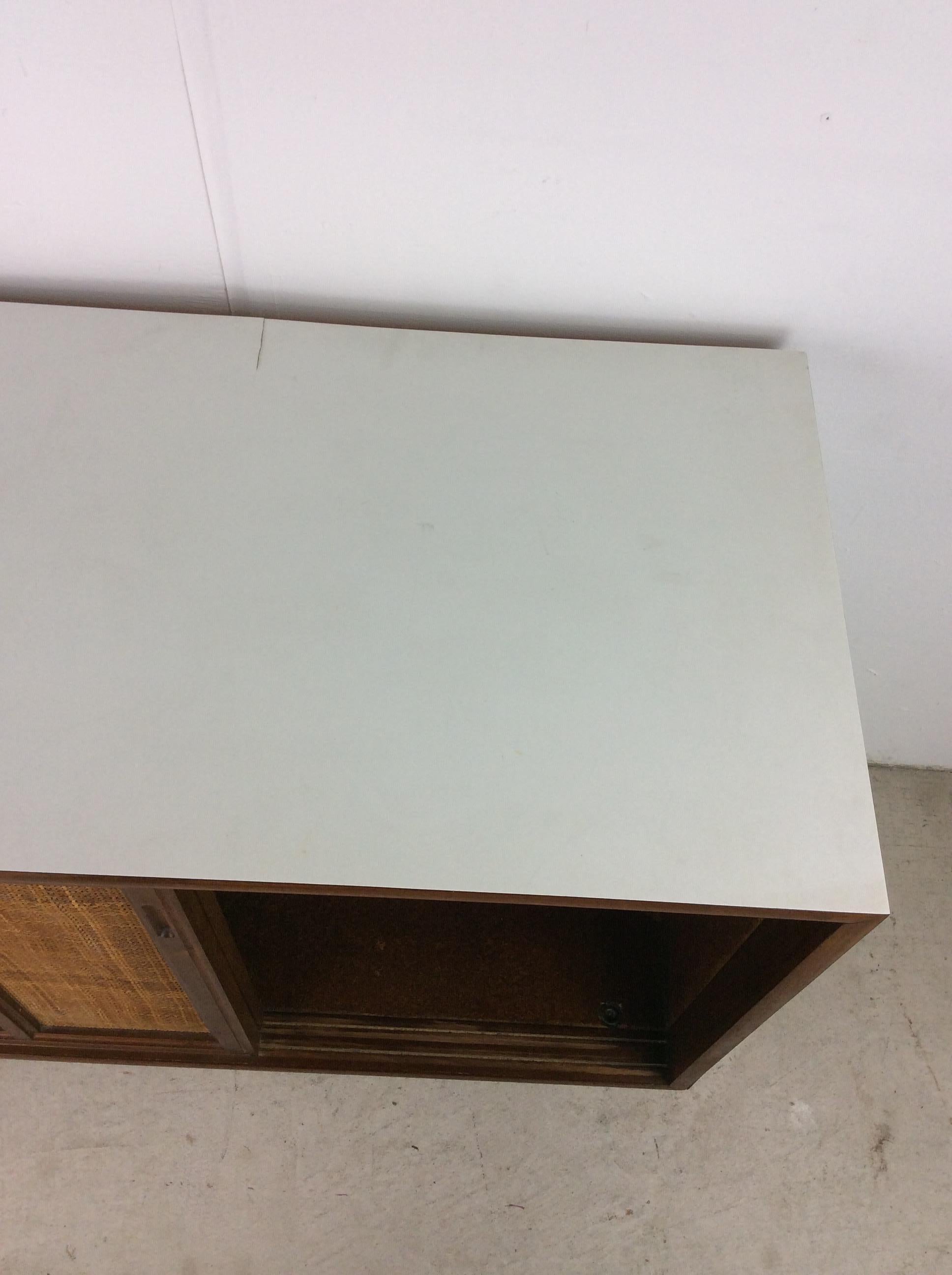 Mid Century Modern Cabinet with Sliding Cane Doors 8