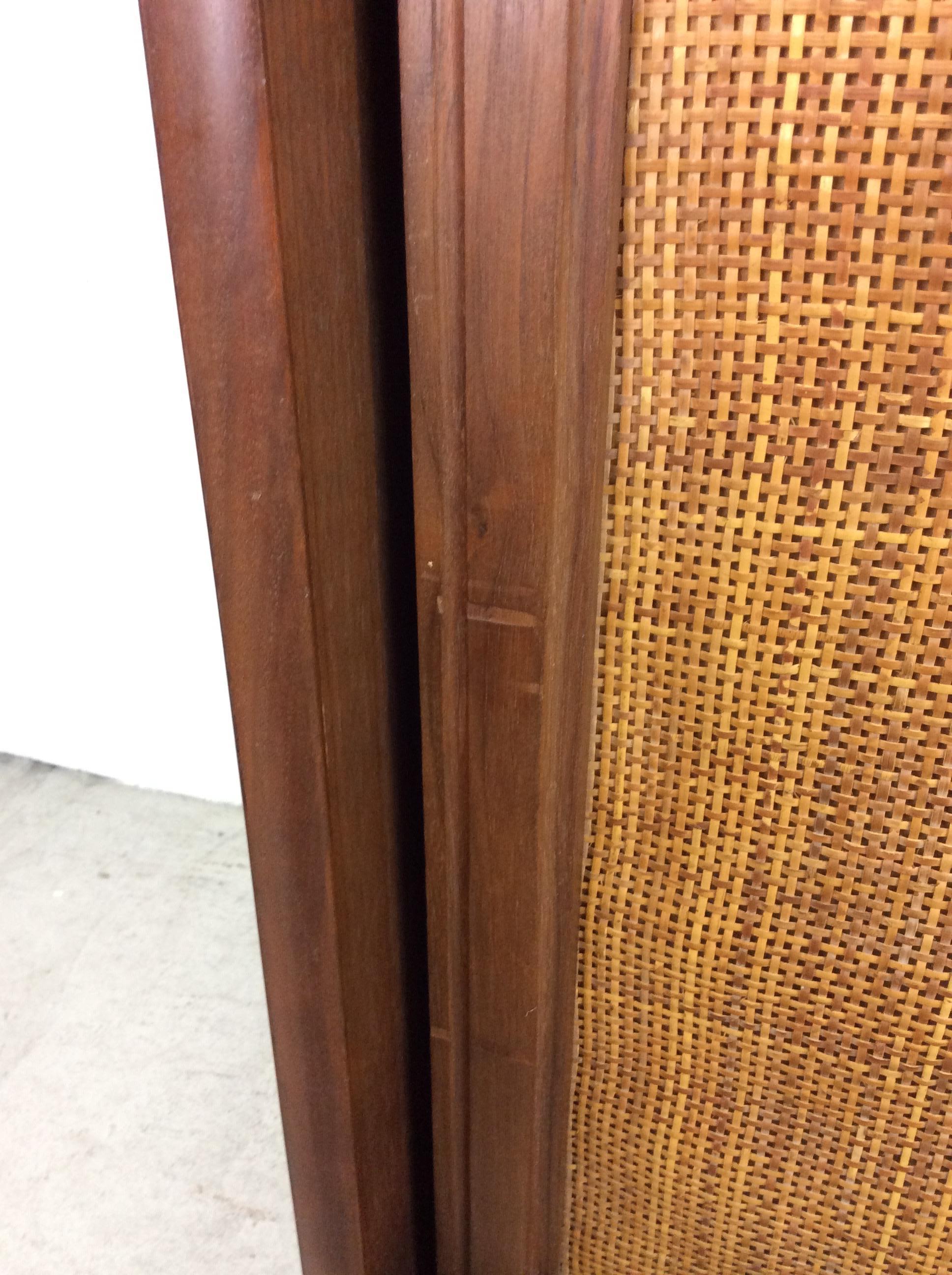 Mid Century Modern Cabinet with Sliding Cane Doors In Good Condition In Freehold, NJ