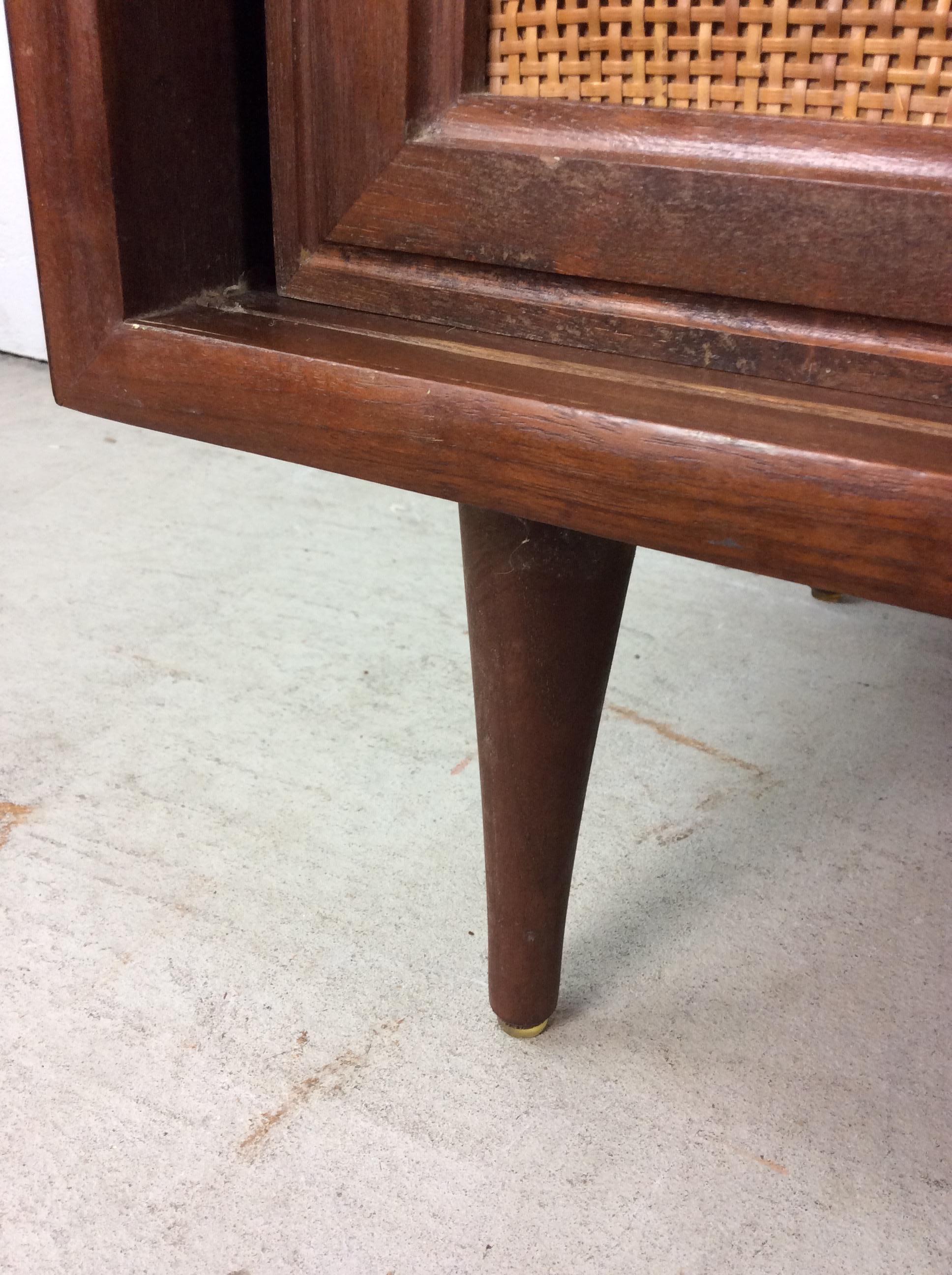20th Century Mid Century Modern Cabinet with Sliding Cane Doors