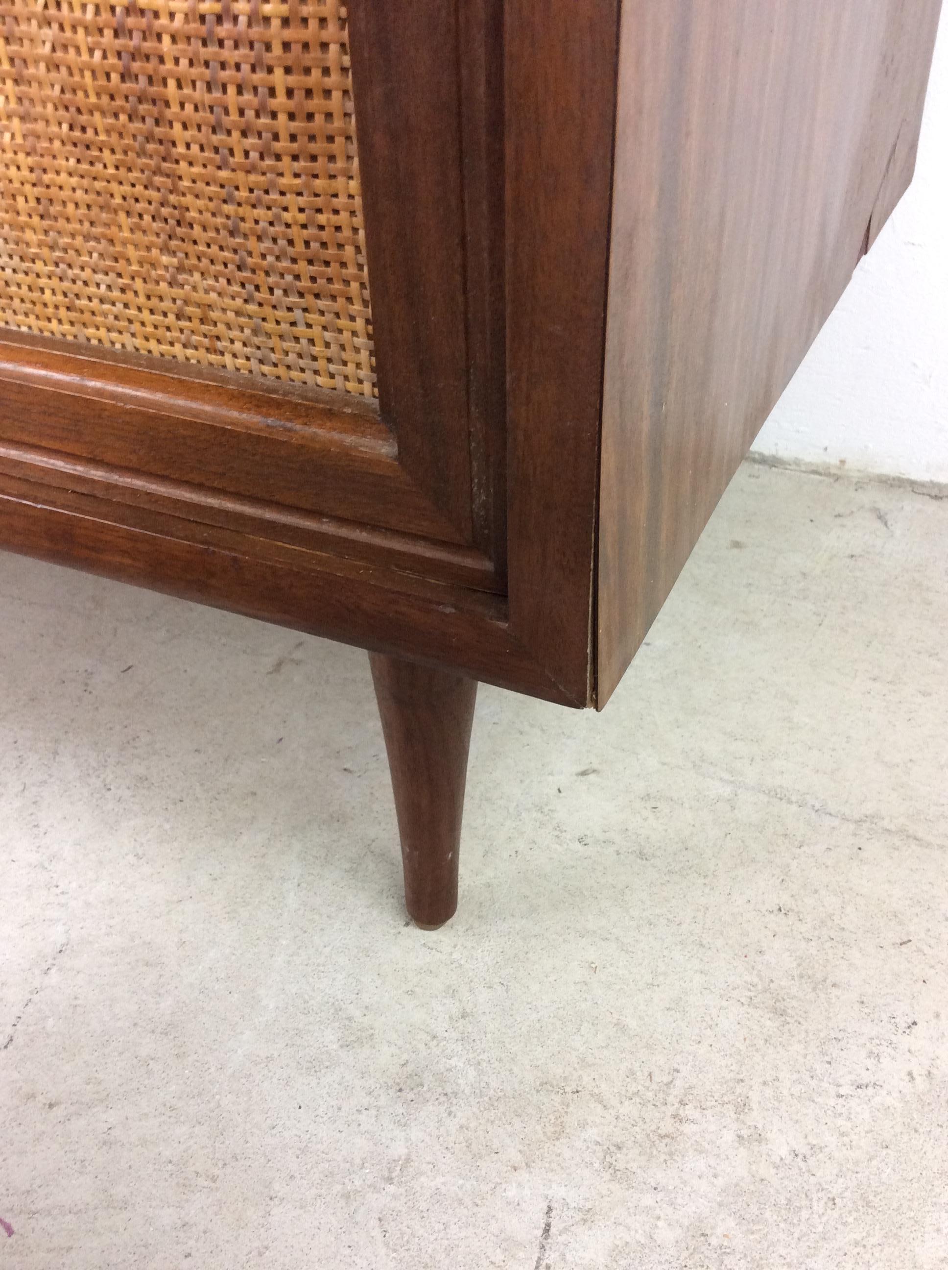 Mid Century Modern Cabinet with Sliding Cane Doors 1