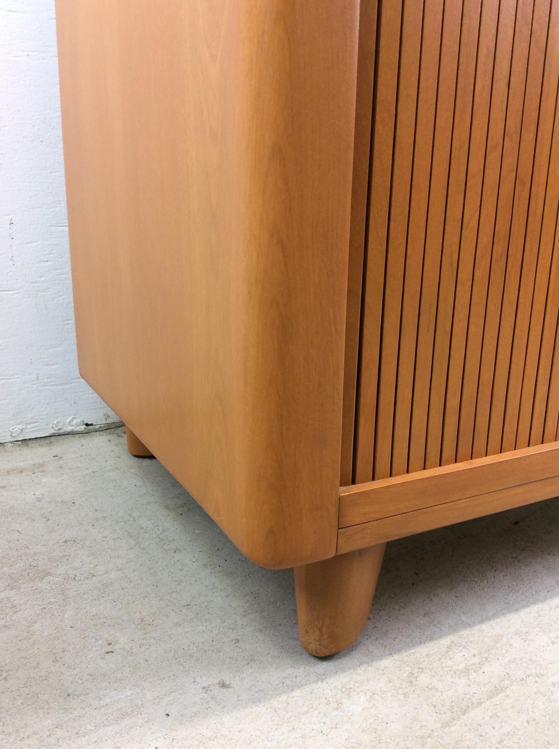 Birch Mid Century Modern Cabinet with Tambour Door by Heywood Wakefield For Sale