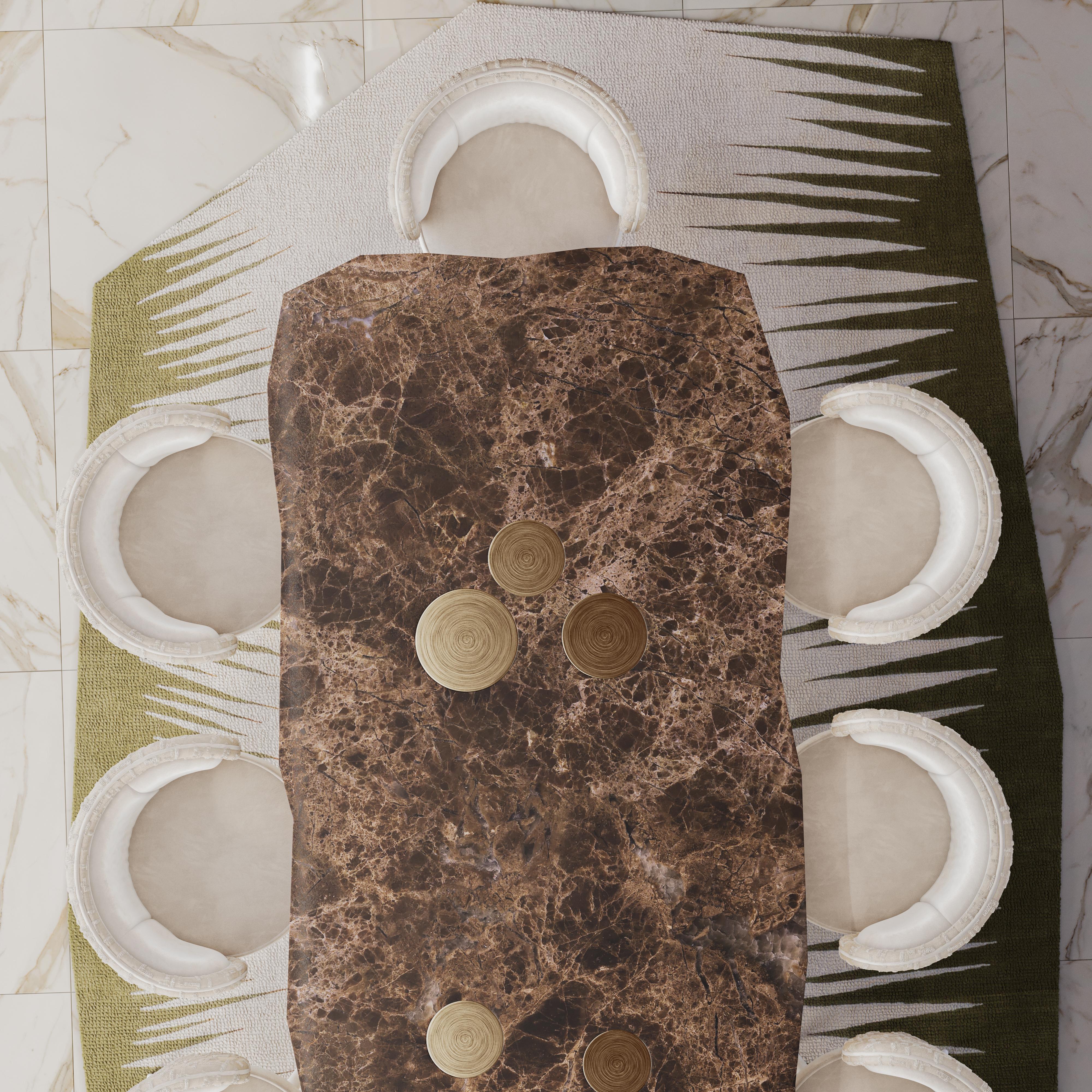 Contemporary Mid-Century Modern Cadenza Dining Table in Calacatta Oro Marble by Mavo Atelier For Sale