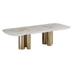Mid-Century Modern Cadenza Dining Table in Calacatta Oro Marble by Mavo Atelier