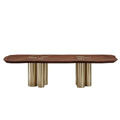 Mid-Century Modern Cadenza Dining Table in Wood with Marquetry by Mavo Atelier