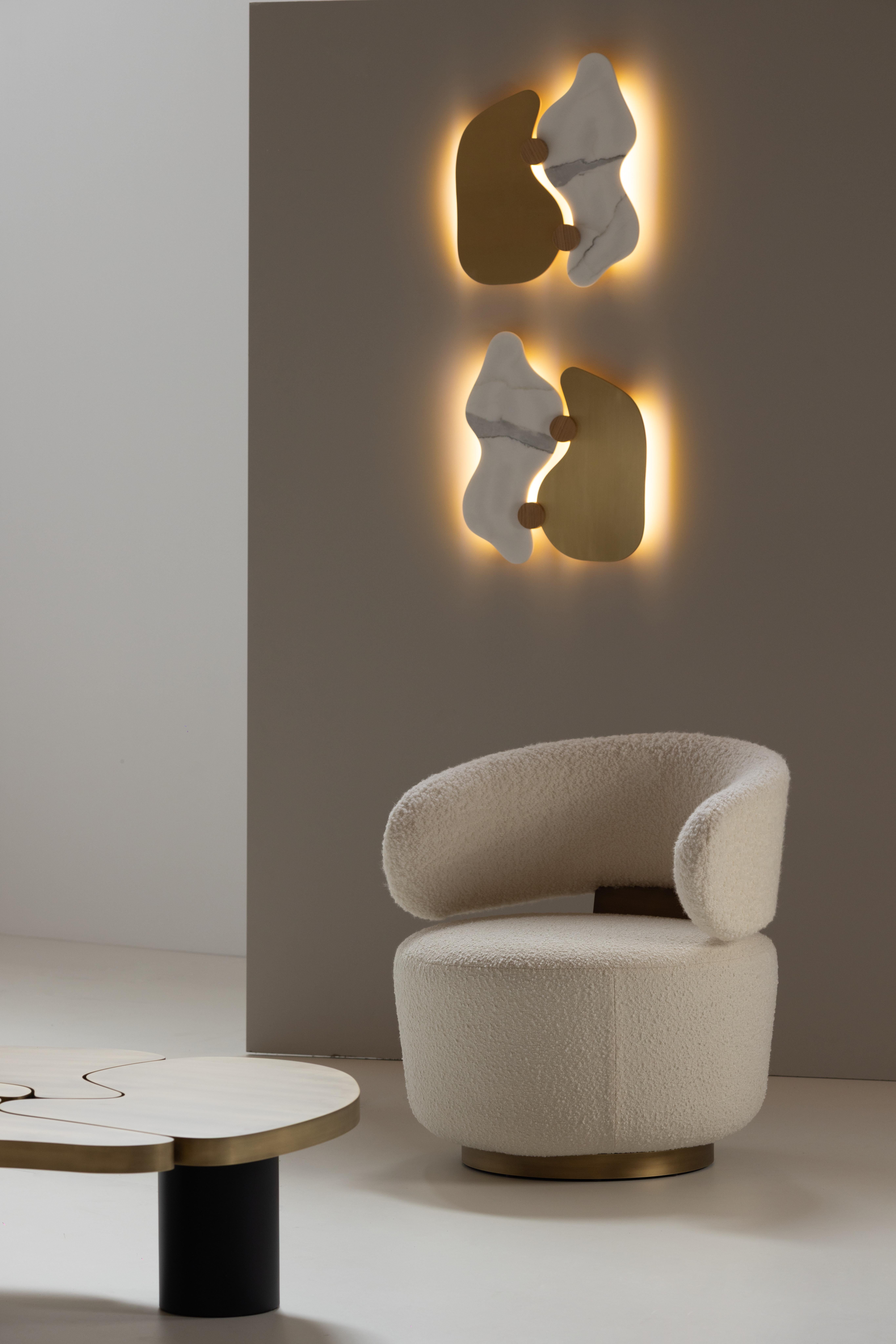 Chaise longue Caju moderne du milieu du siècle, pivotante, bouclée, fausse fourrure, Greenapple en vente 5