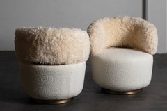 Mid-Century Modern Caju Swivel Lounge Chair, Boucle, Faux Fur, by Greenapple