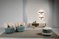 Mid-Century Modern Caju Swivel Lounge Chair, Boucle, Faux Fur, by Greenapple