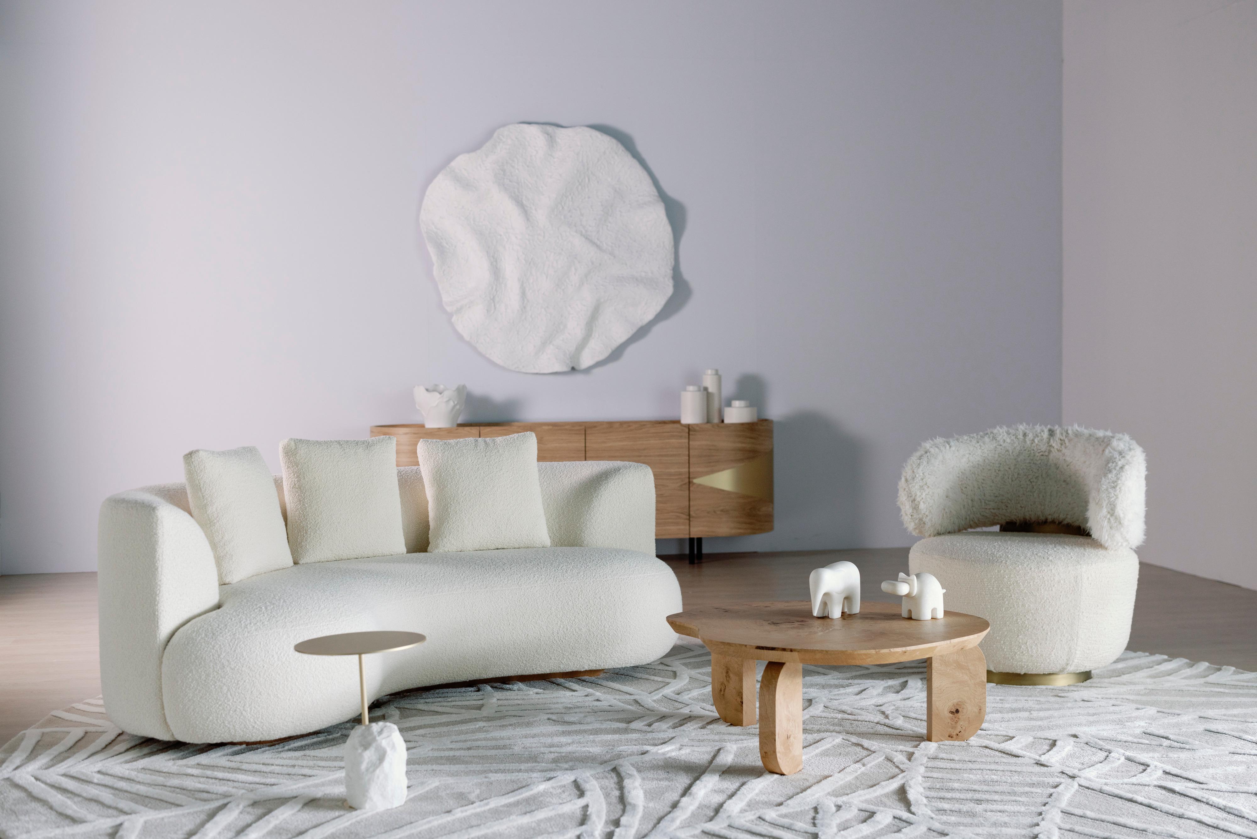Mid-Century Modern Caju Lounge Chair, drehbar, DEDAR Mohair, Handmade Greenapple im Angebot 11