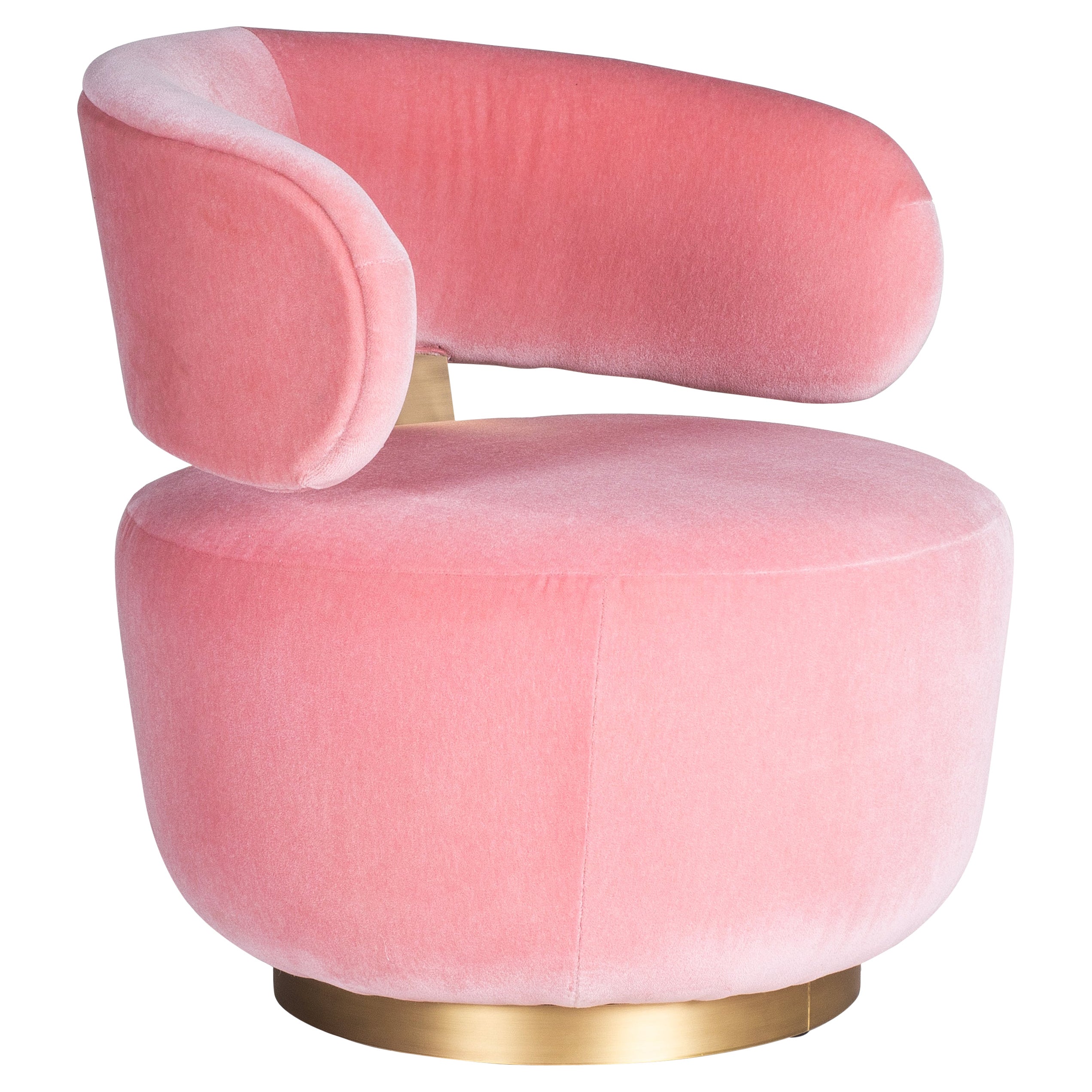 Chaise longue Caju moderne du milieu du siècle, pivotante, en mohair Dedar, faite à la main Greenapple en vente