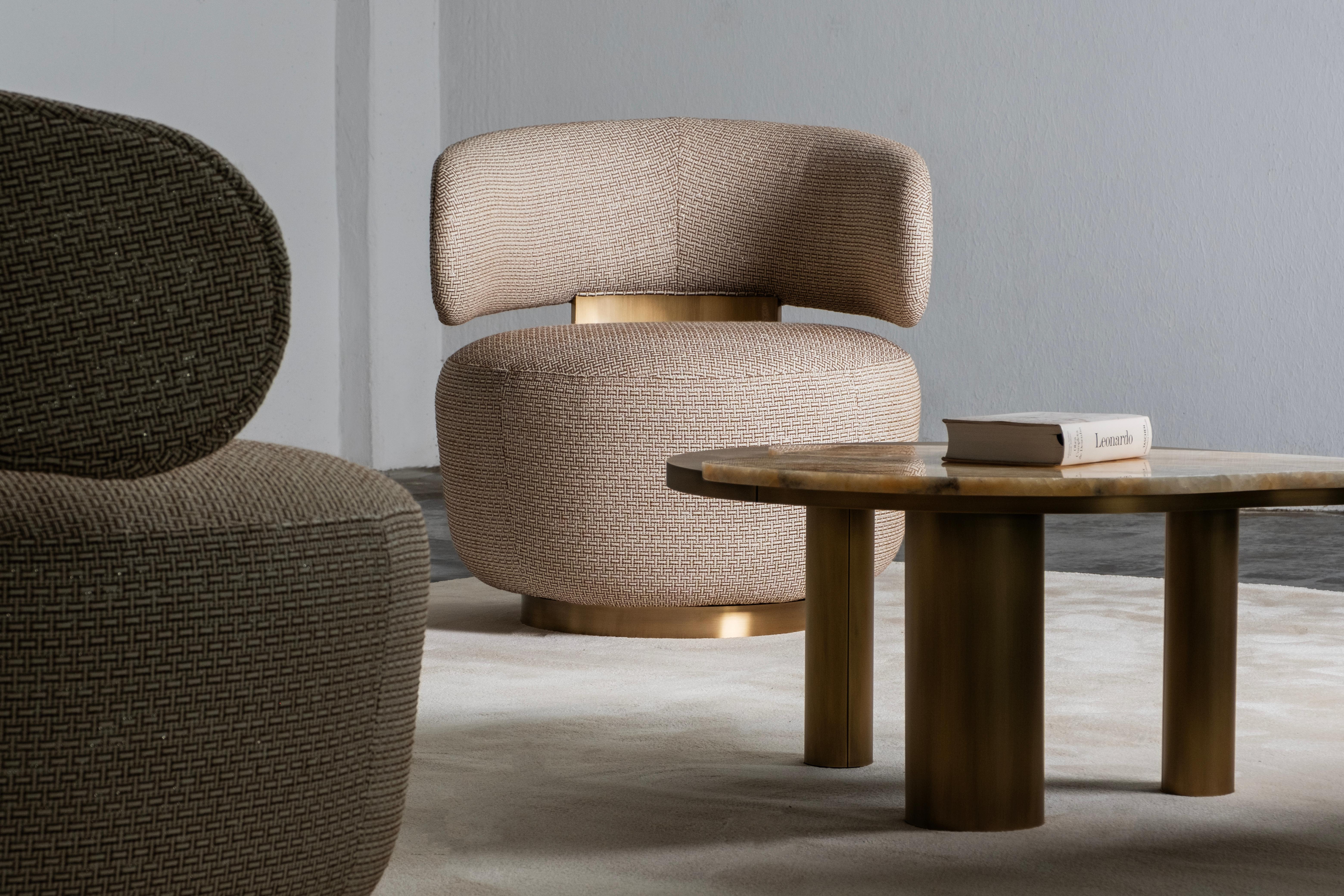 Mid-Century Modern Caju Lounge Chair, Swivel, Jacquard Cotton Fabric, Greenapple In New Condition For Sale In Lisboa, PT