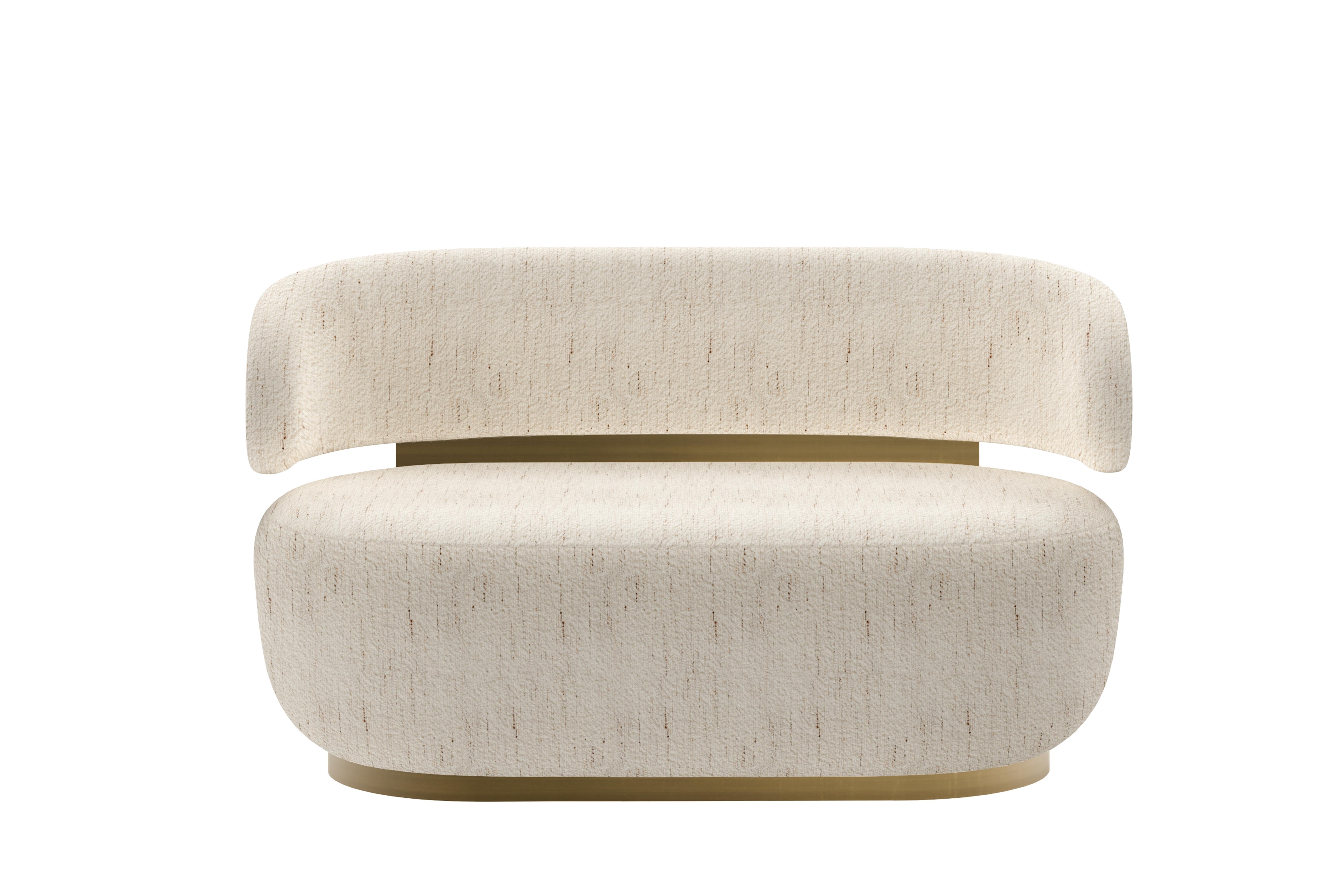 Portuguese Mid-Century Modern Caju Loveseat, Swivel, Dedar Bouclé, Handmande by Greenapple For Sale