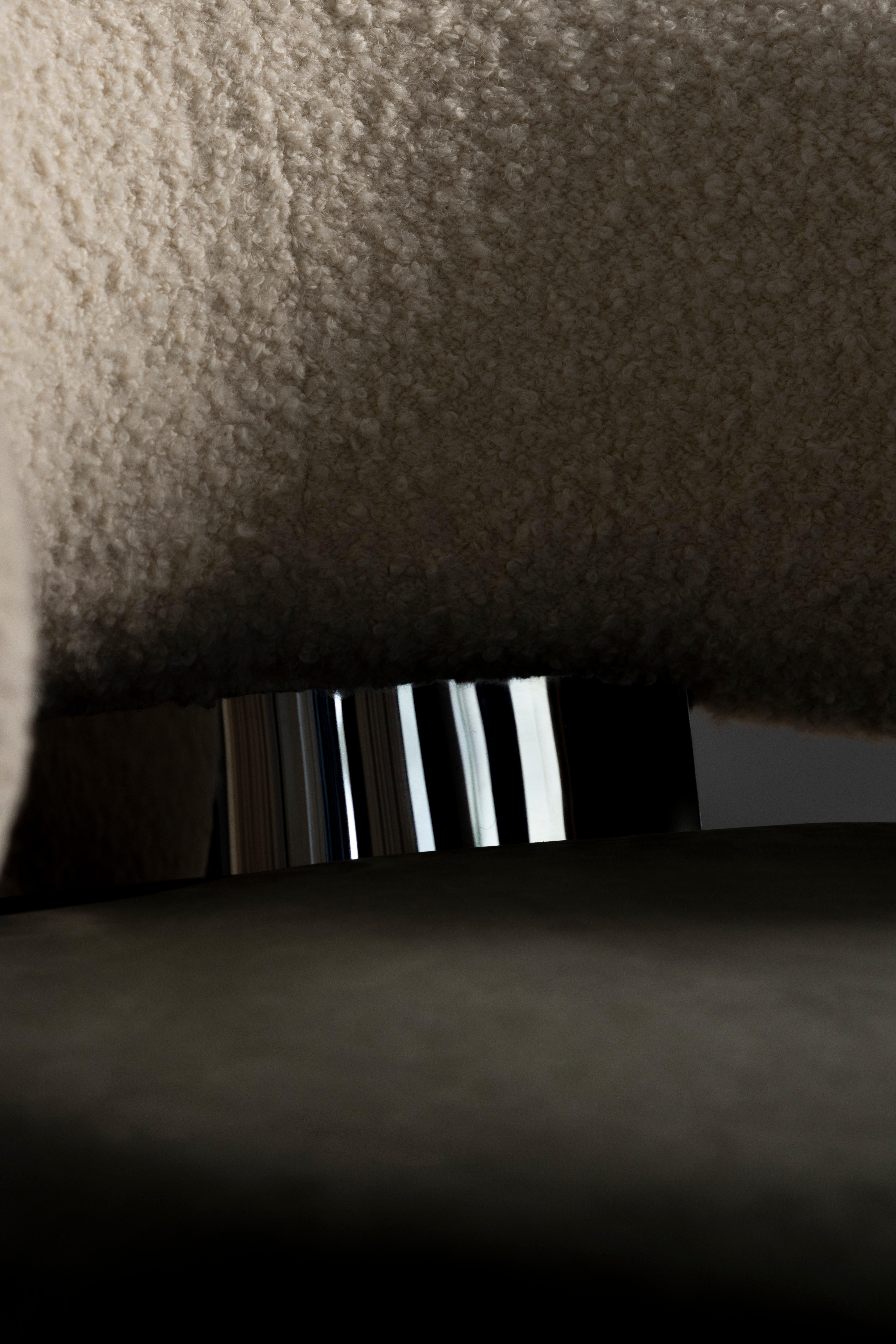 Modernité du milieu du siècle Caju Set/2 chaises longues, pivotantes, en cuir, bouclé, Greenapple en vente 3