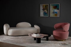 Mid-Century Modern Caju Swivel Lounge Chair, DEDAR Mohair, Handmade Greenapple