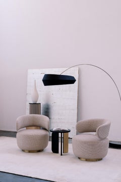 Mid-Century Modern Caju Lounge Chair, drehbar, Jacquard-Baumwollstoff, Greenapple