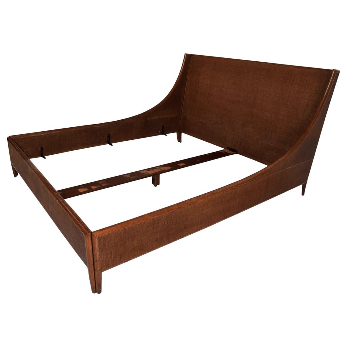 Mid-Century Modern Cal King Bed Frame Designed By Barbara Barry for McGuire / BA
