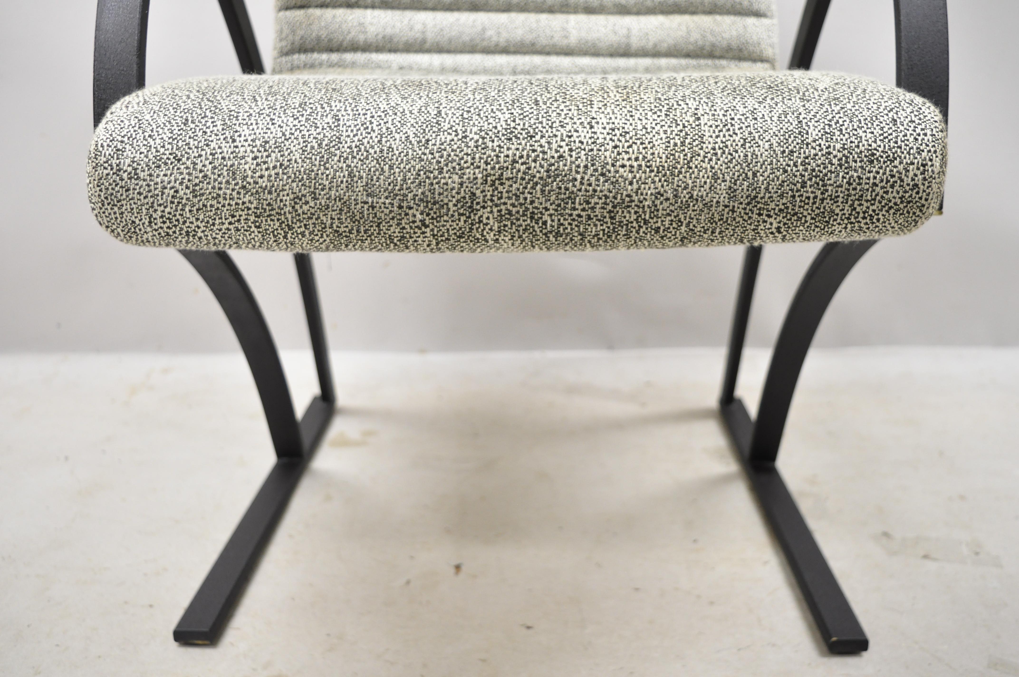20th Century Mid Century Modern Cal-Style Furniture Art Deco Metal Frame Lounge Arm Chair For Sale