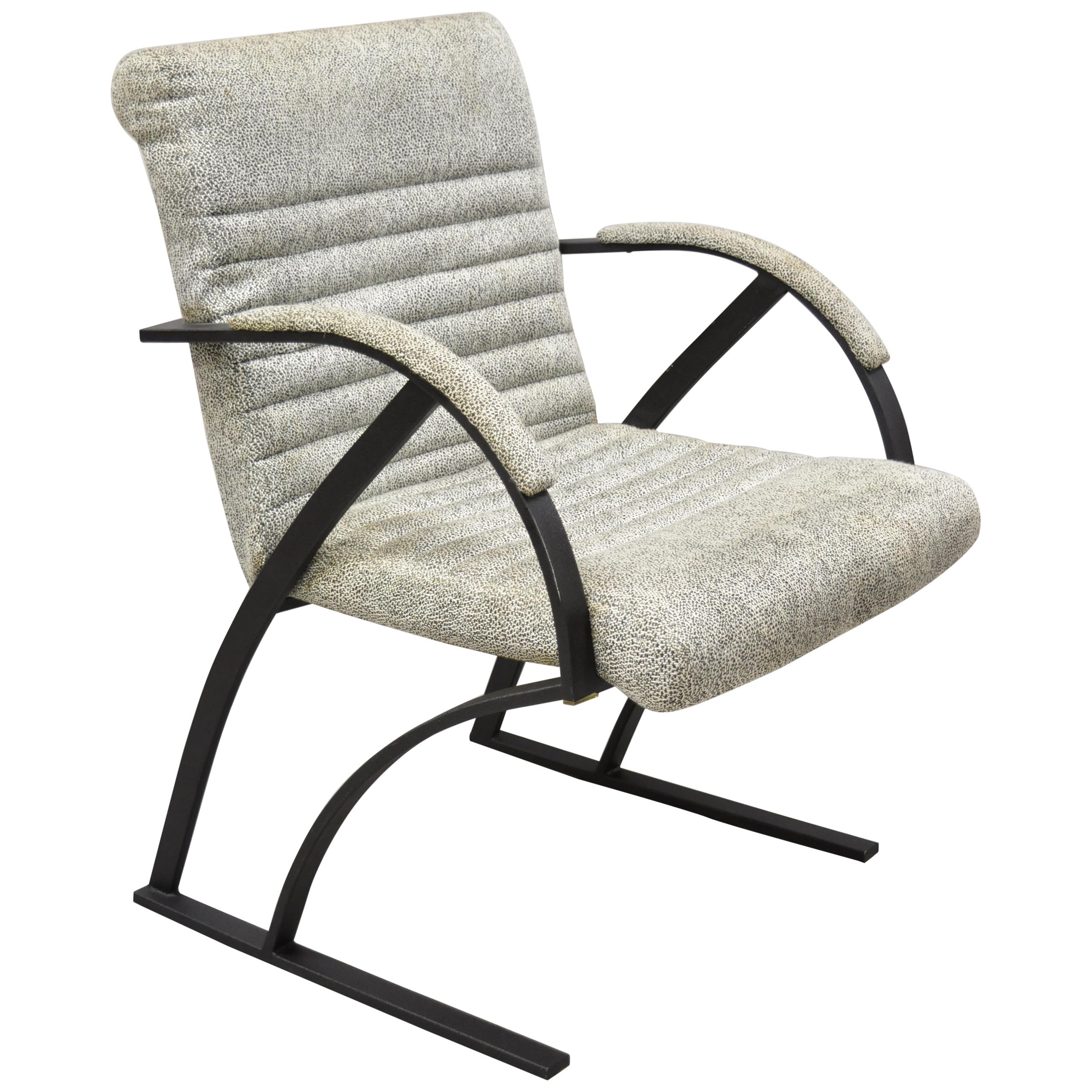 Mid Century Modern Cal-Style Furniture Art Deco Metal Frame Lounge Arm Chair  For Sale