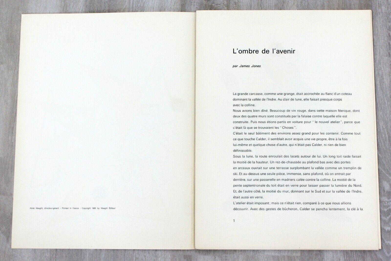 Nous vous proposons ce livre de poche de 1973 contenant 8 lithographies d'Alexander Calder. Une introduction en français de James Jones, le livre est également écrit en français et publié par Maeght. En parfait état. Les dimensions du livre sont de