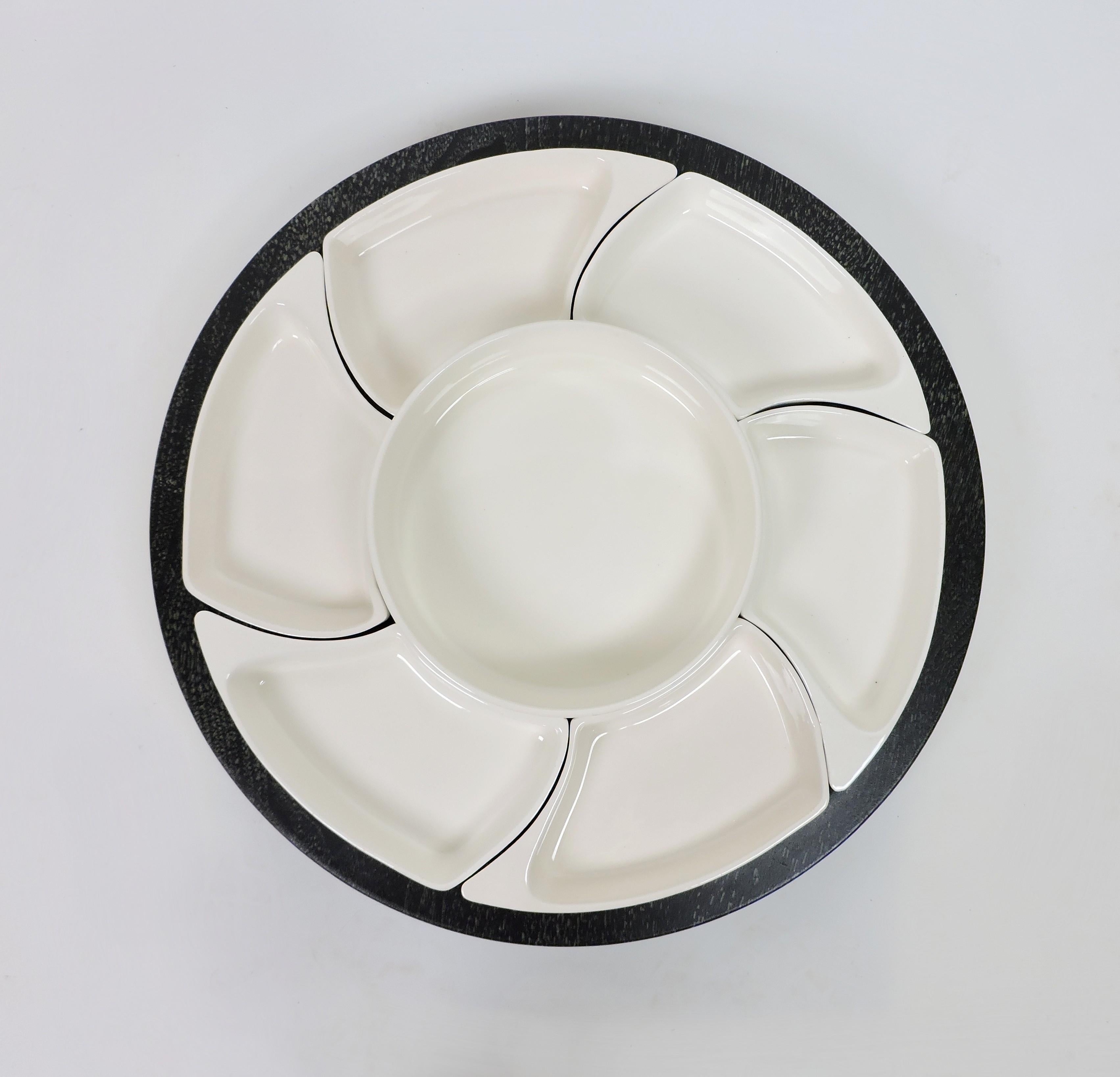 large lazy susan with serving dishes