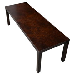 Mid-Century Modern Calvin / Directional Burl Walnut Parsons Style Coffee Table