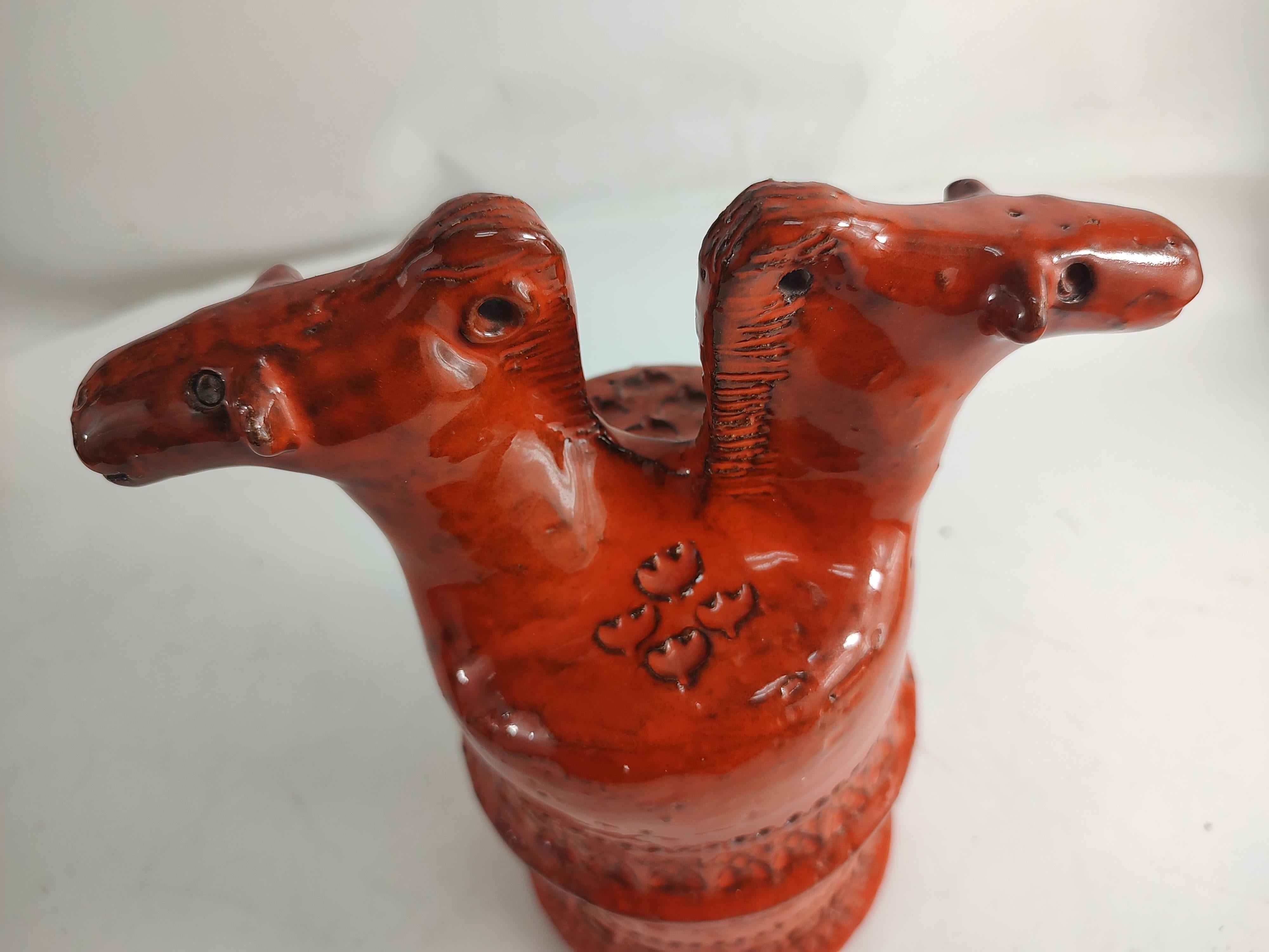 Mid Century Modern Camel Headed Sculpture in Orange by Aldo Londi for Bitossi 4